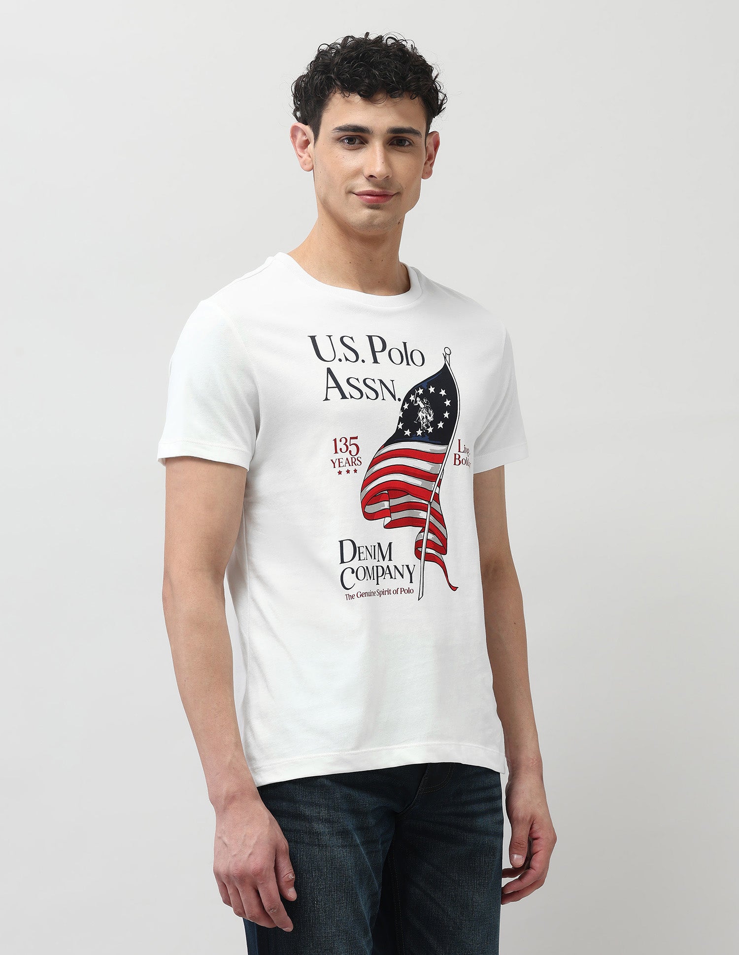 Pure Cotton Muscle Fit T-Shirt Ivory - U.S. POLO ASSN. | Large