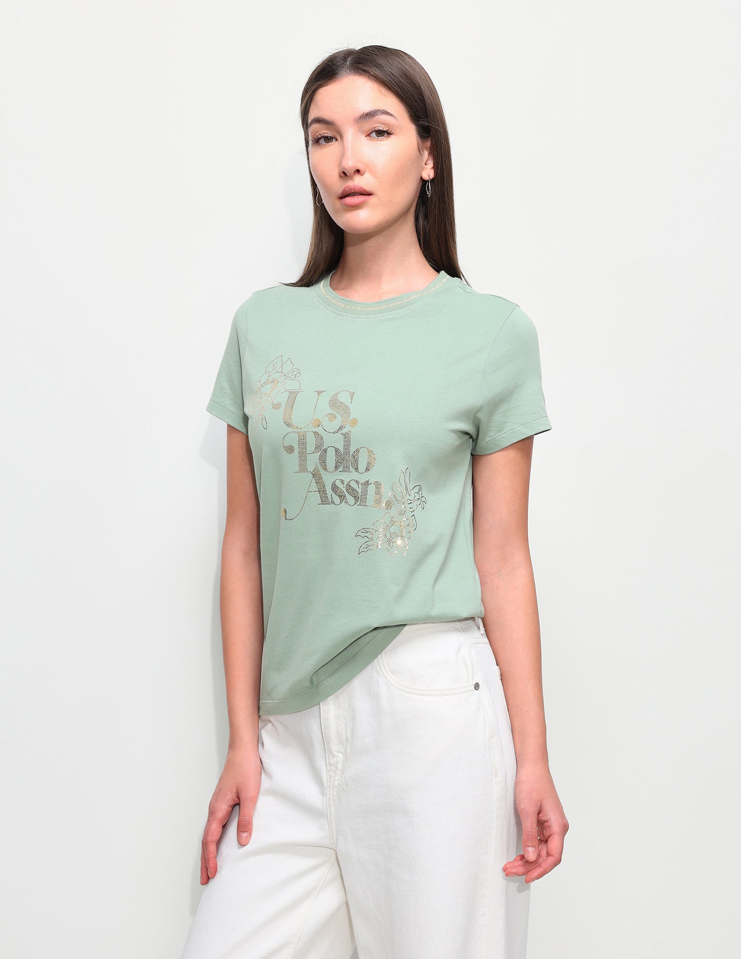 Graphic Foil Printed Regular Fit T-Shirt Green - U.S. Polo Assn. India | Large