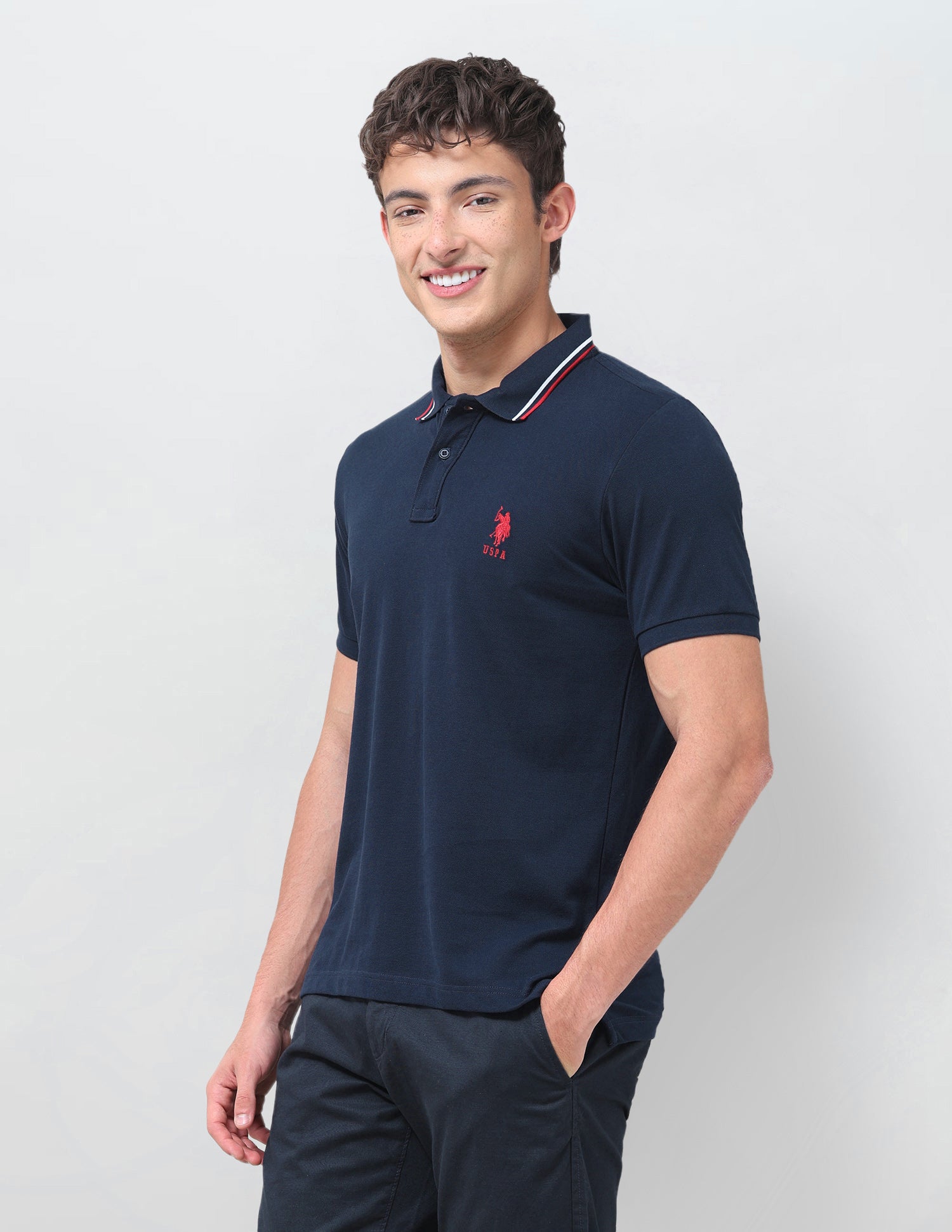 Solid Regular Fit Polo Shirt Navy - U.S. Polo Assn. India | Large