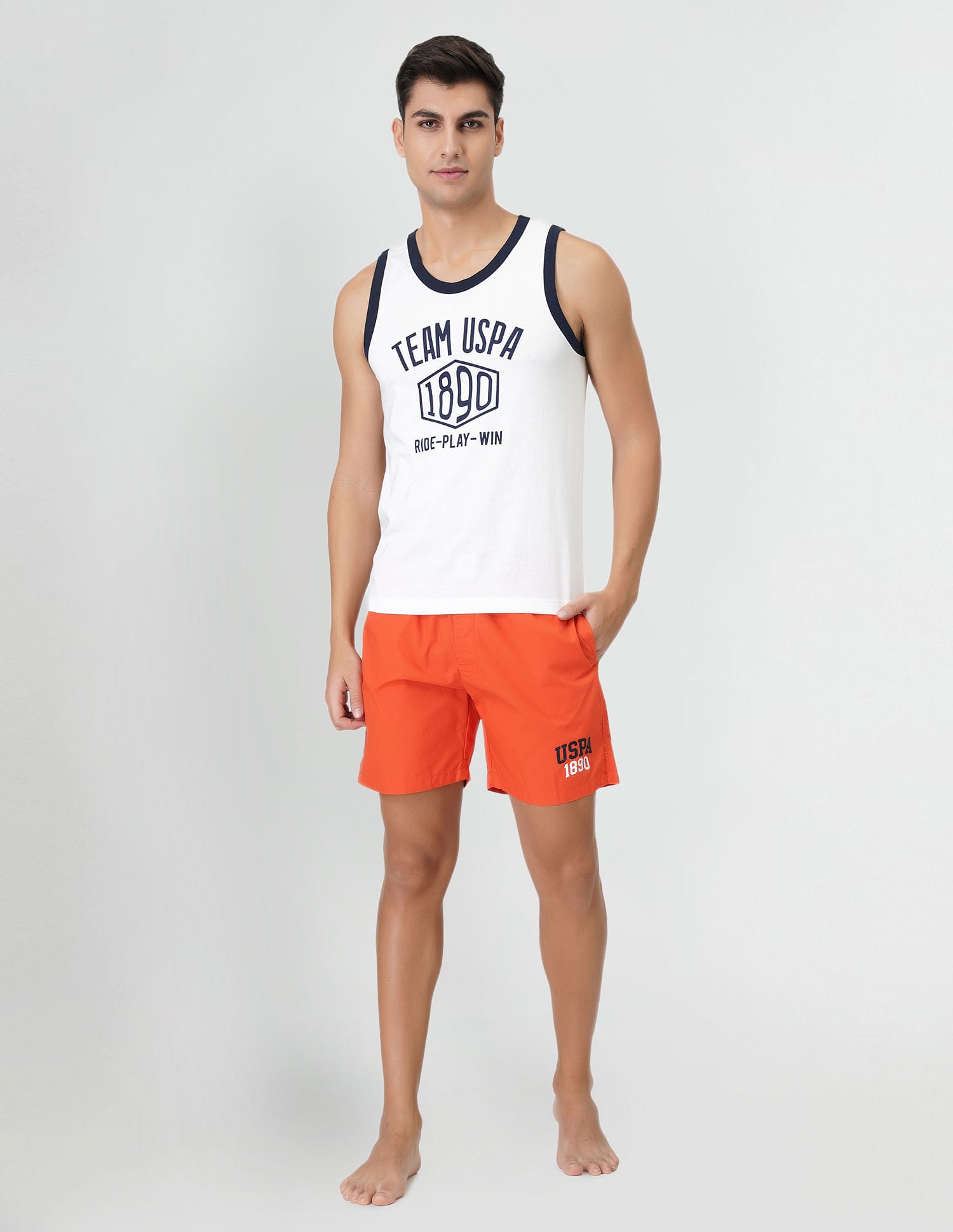 Brand Print Cotton IYAA Boxers - Pack Of 1 Orange - U.S. POLO ASSN. | Large