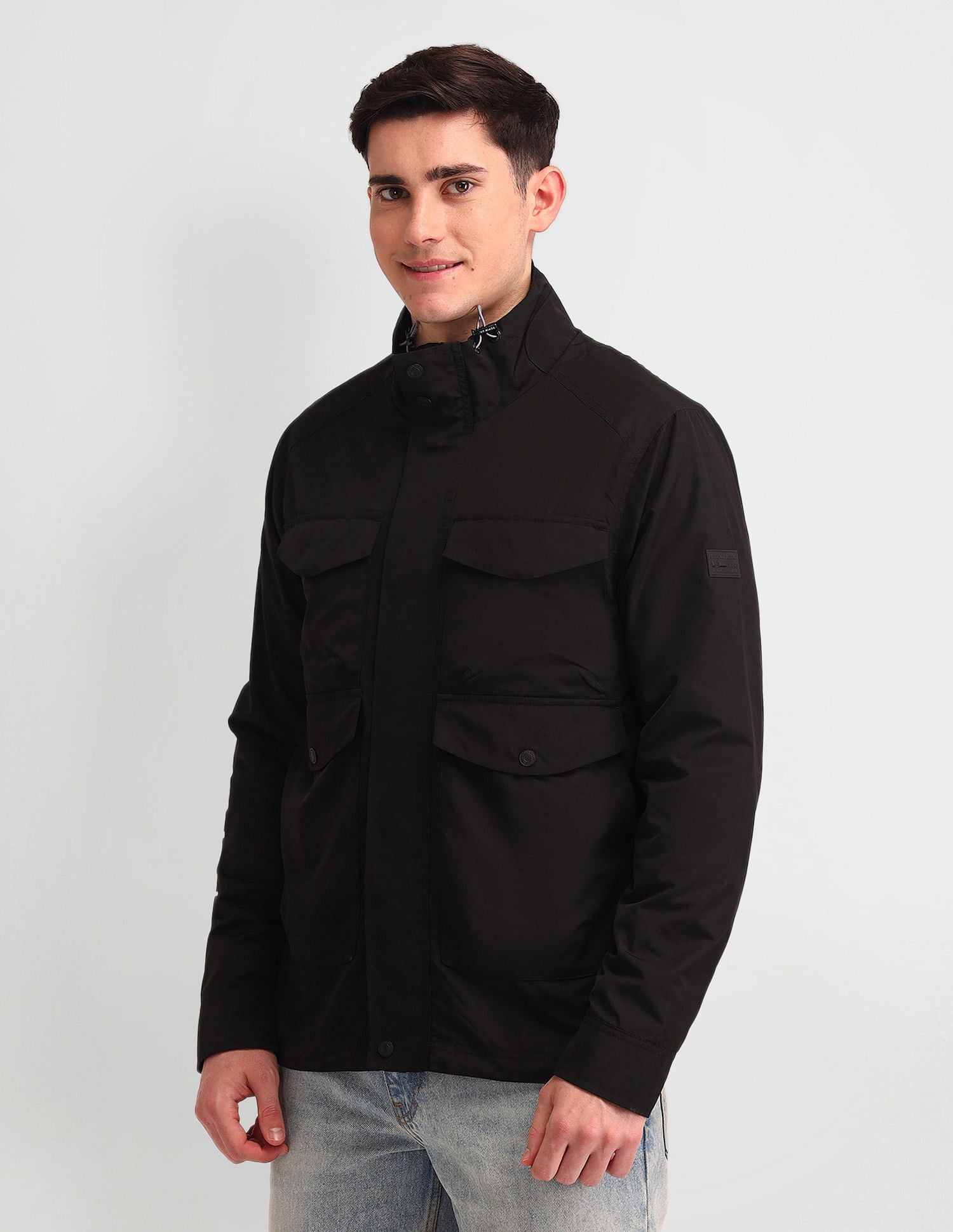 Regular Fit Solid Casual Jacket Black - U.S. Polo Assn. India | Large