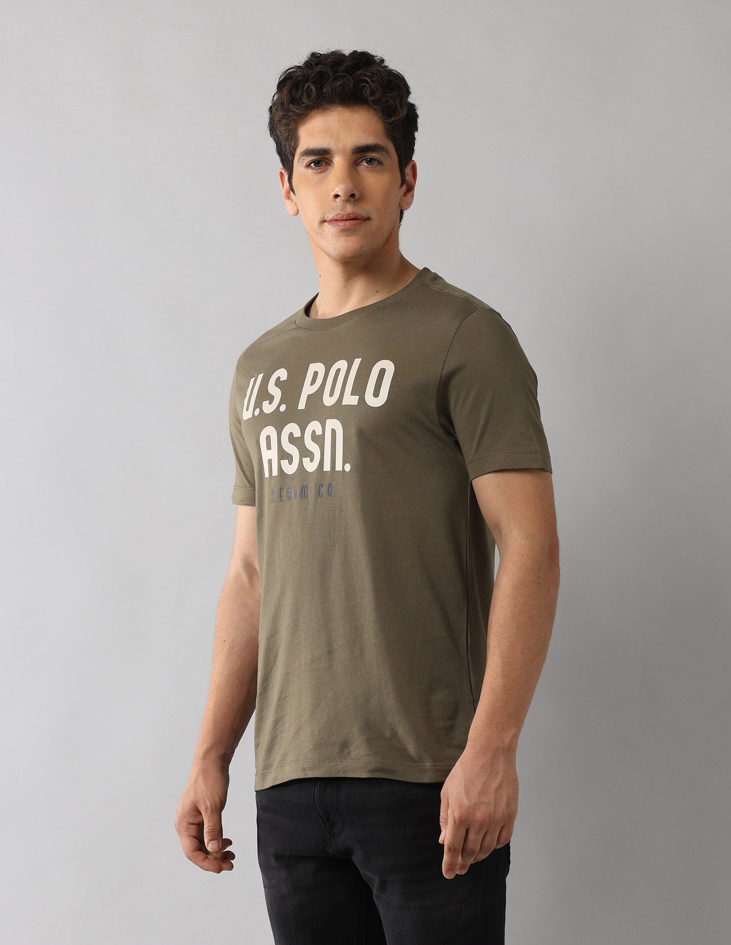 Brand Printed Americana T-Shirt Light Olive - U.S. POLO ASSN. | Large