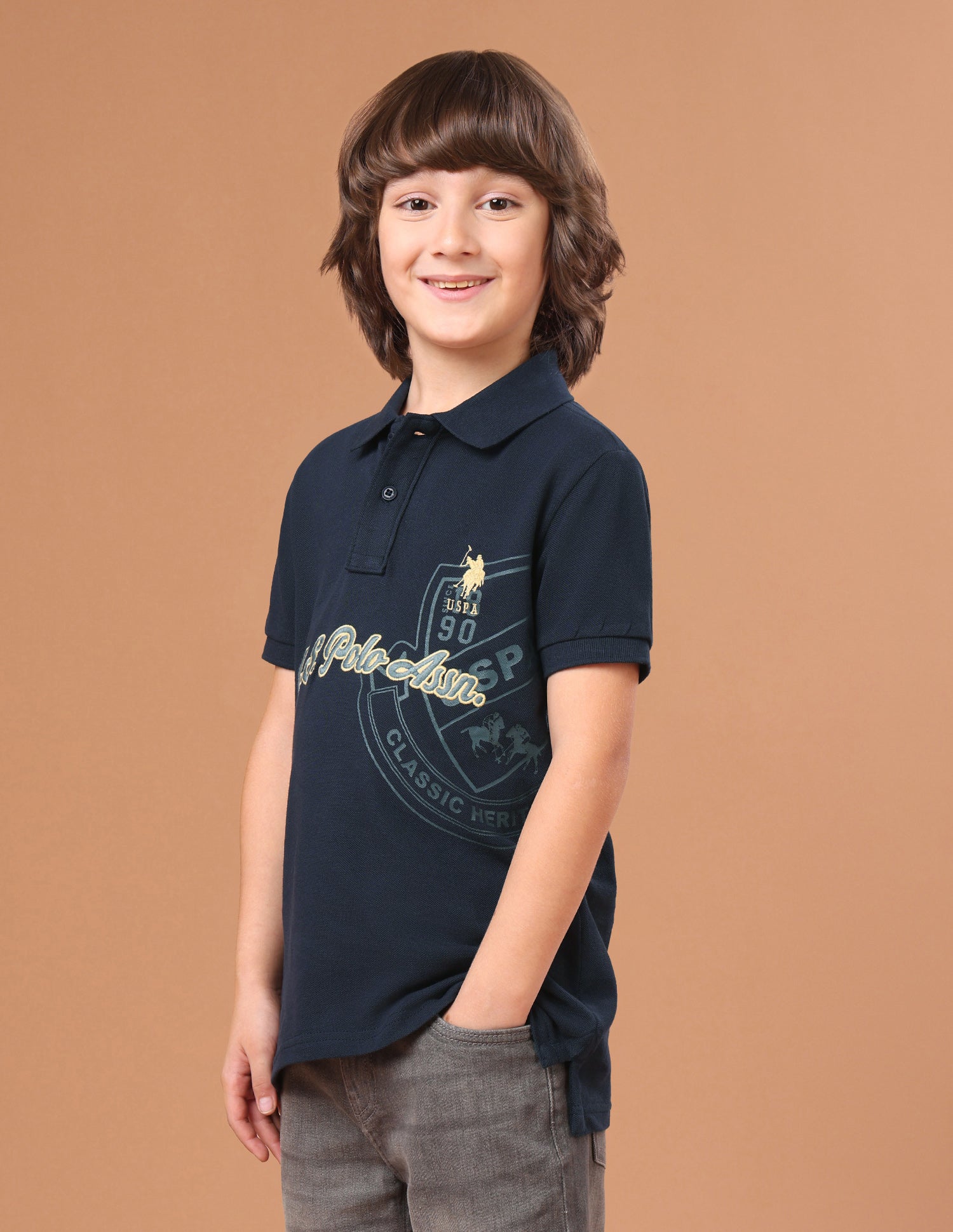 Graphic Brand Embroidered Regular Fit Polo Shirt Navy - U.S. Polo Assn. India | Large
