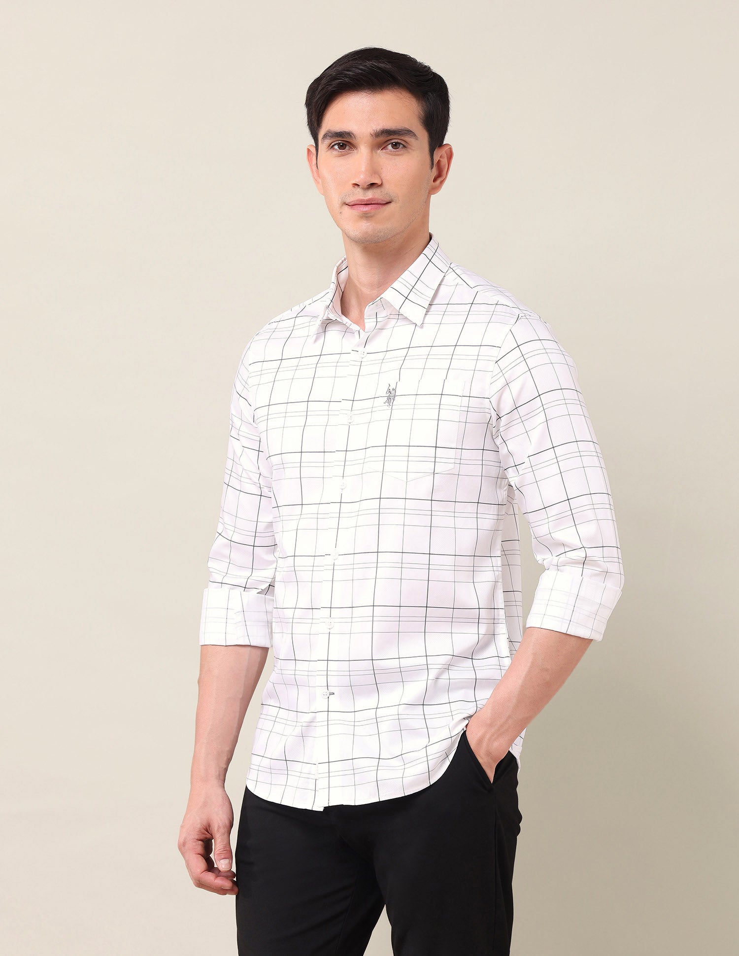 Tailored Fit Satin Shirt White - U.S. Polo Assn. India | Large