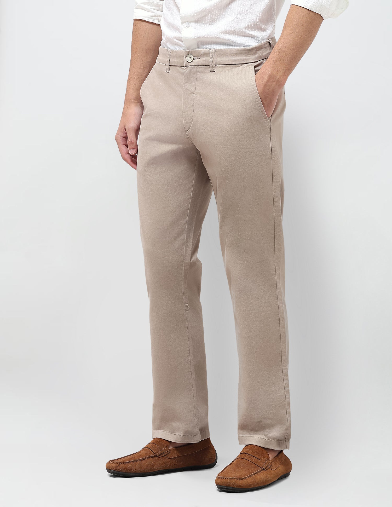 Twill Riley Straight Fit Trousers Light Khaki - U.S. Polo Assn. India | Large
