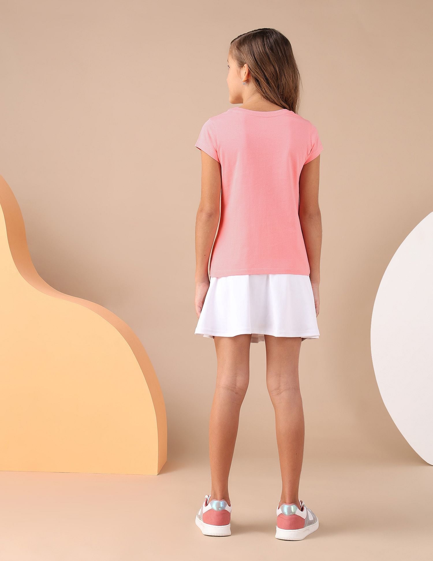 Girls Foil Print Regular Fit T-Shirt Pink - U.S. POLO ASSN. | Large