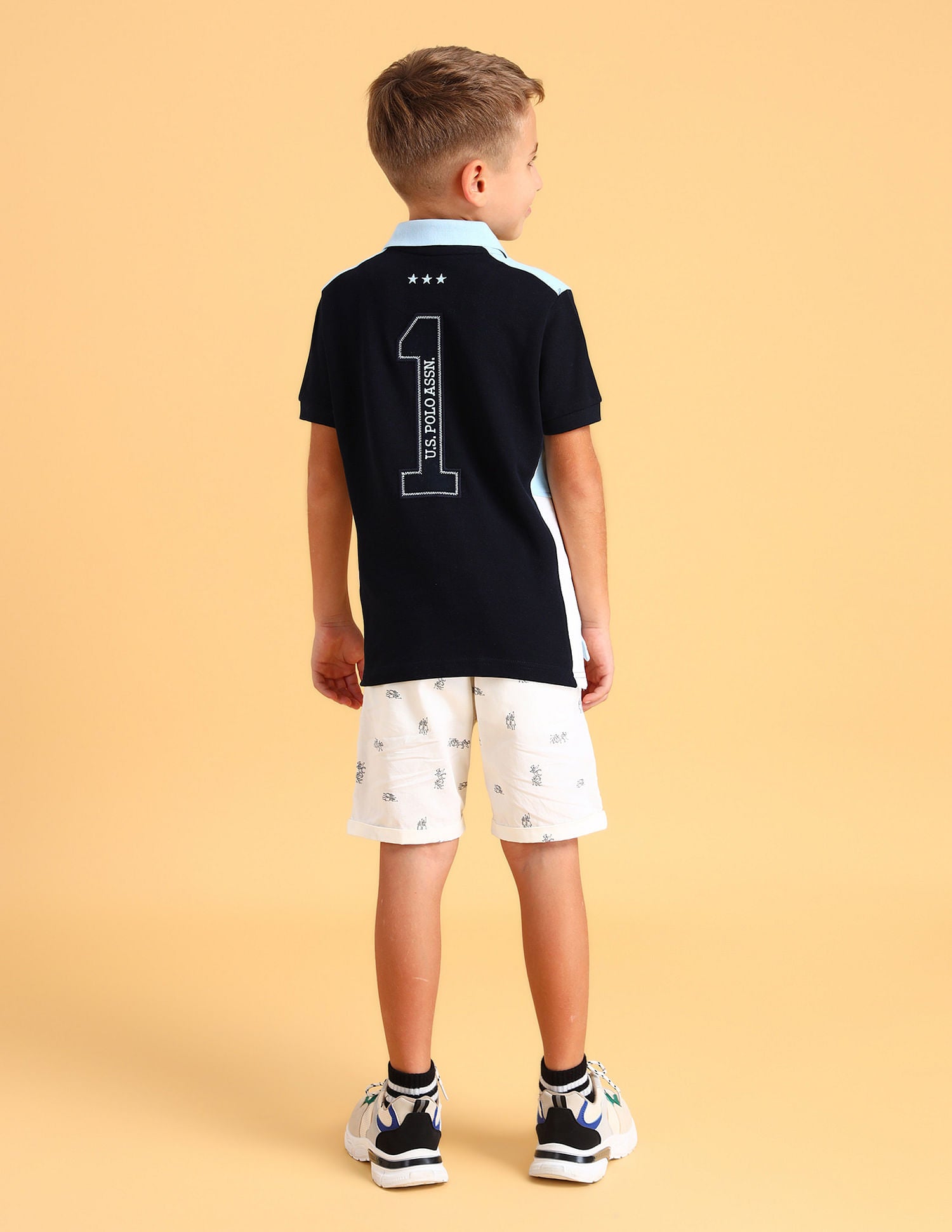 Boys Cotton Printed Polo Shirt Blue - U.S. Polo Assn. India | Large
