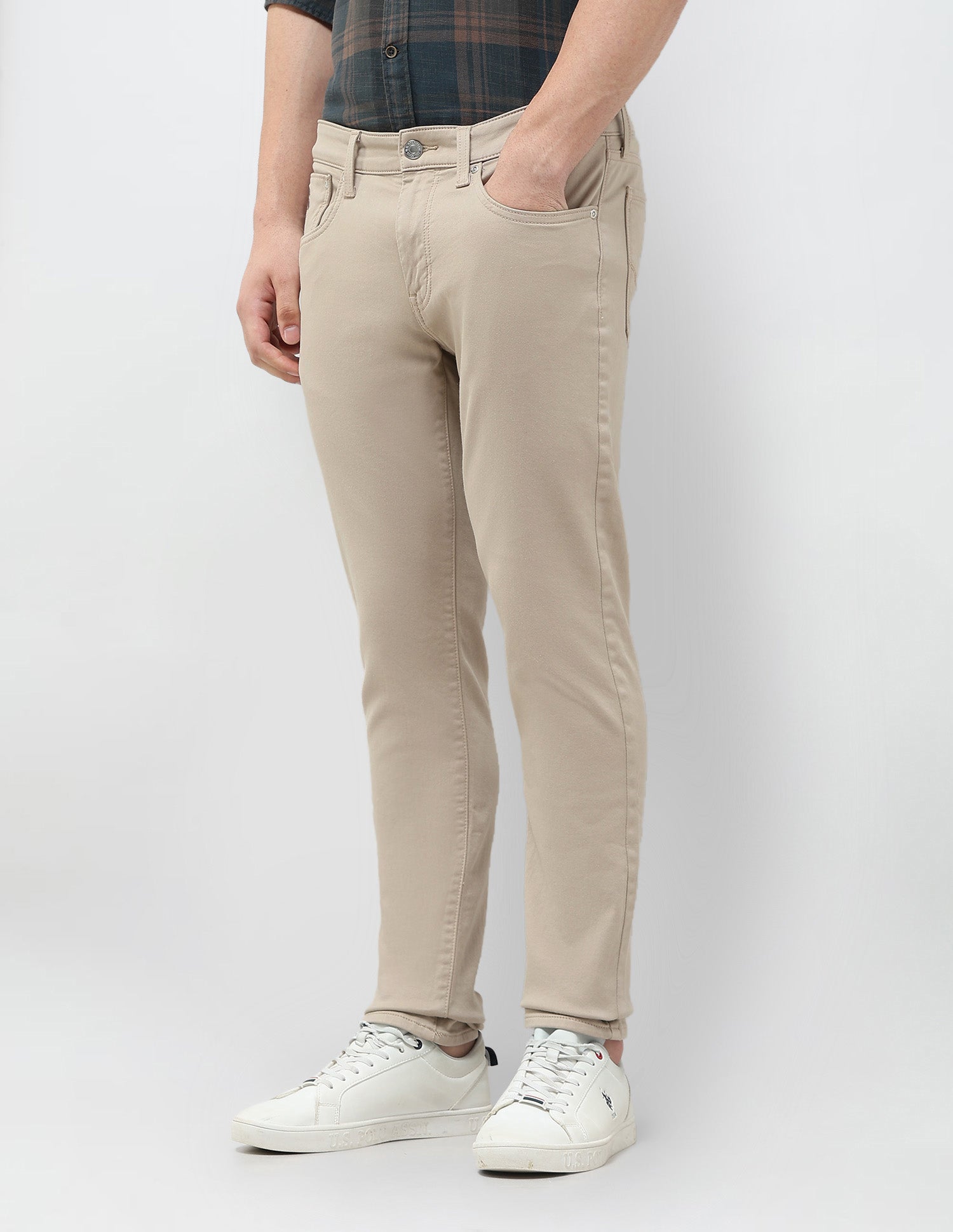 Brandon Slim Tapered Fit Mid Rise Jeans Beige - U.S. POLO ASSN. | Large