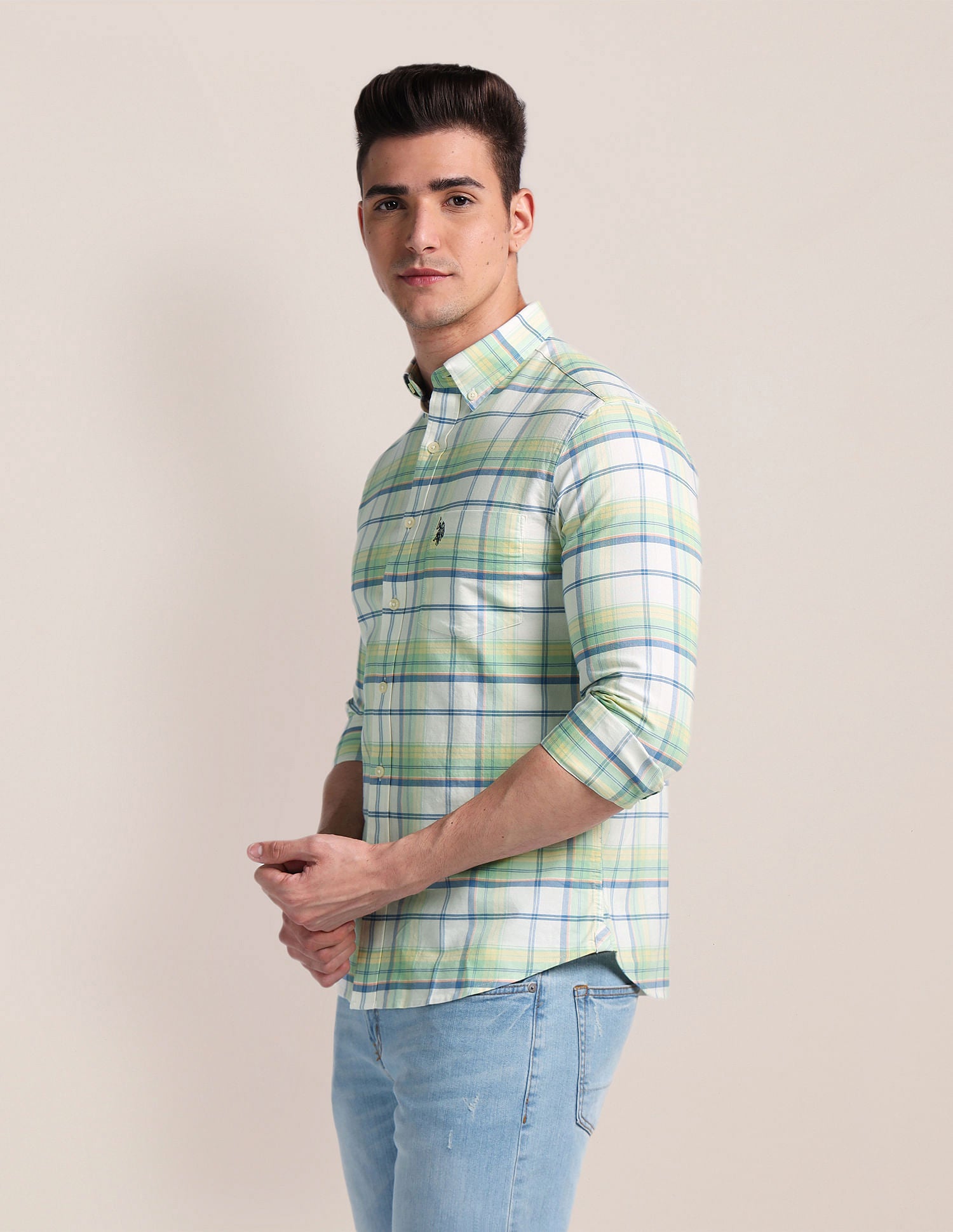 Tartan Check Oxford Shirt Green - U.S. POLO ASSN. | Large