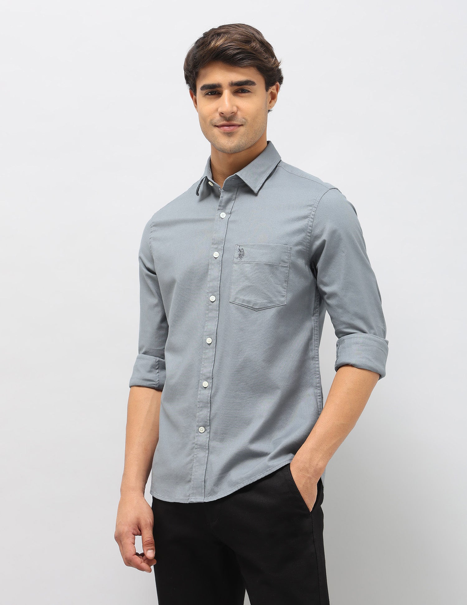 Tailored Fit Oxford Shirt Grey - U.S. Polo Assn. India | Large