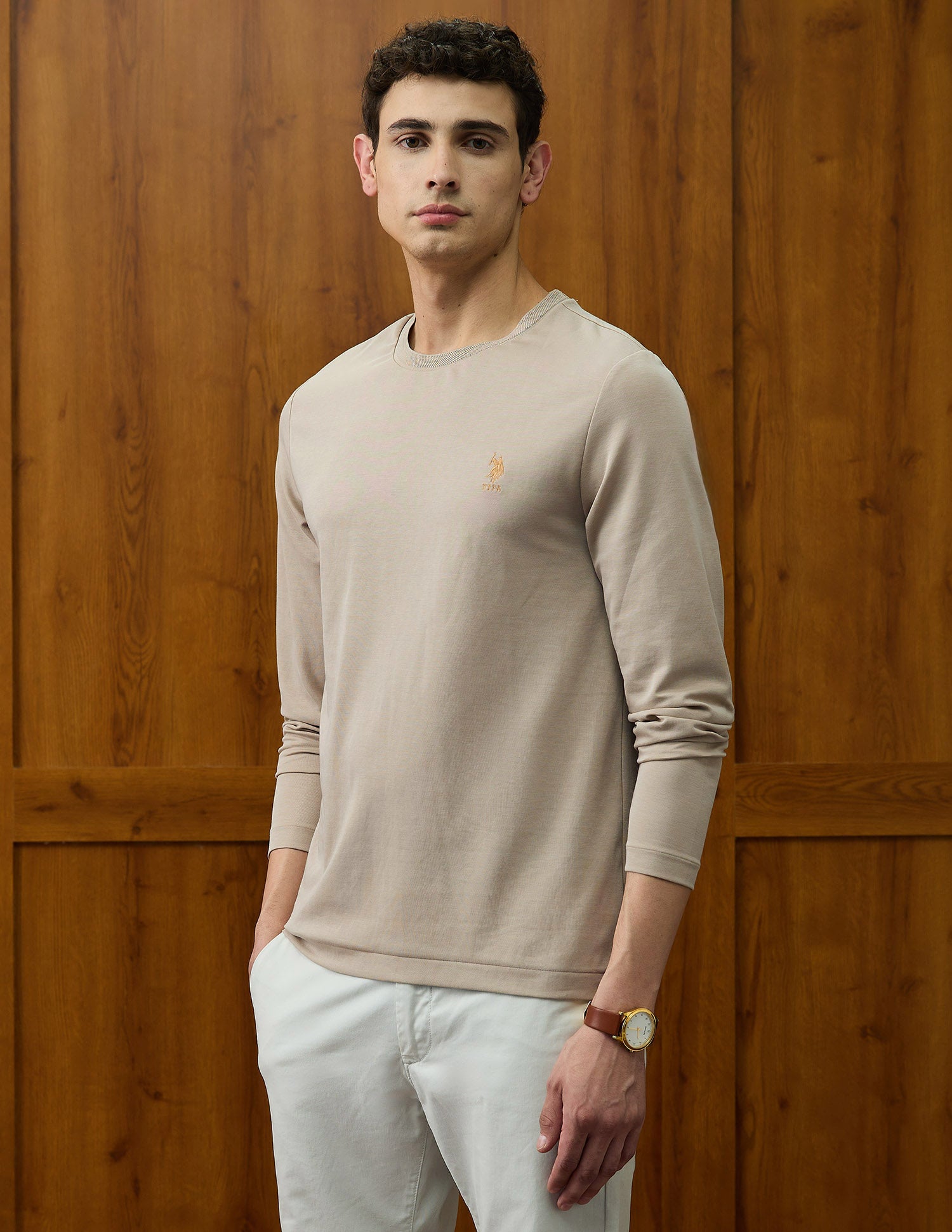 Solid Varsity Theatre T-Shirt Beige - U.S. POLO ASSN. | Large