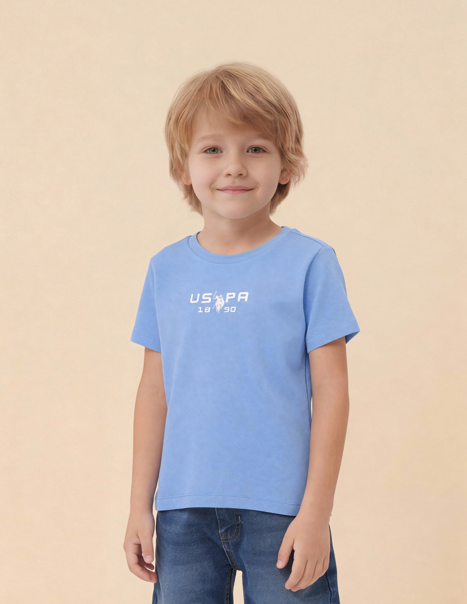 Boys Solid Regular Fit T-Shirt Blue - U.S. Polo Assn. India | Large