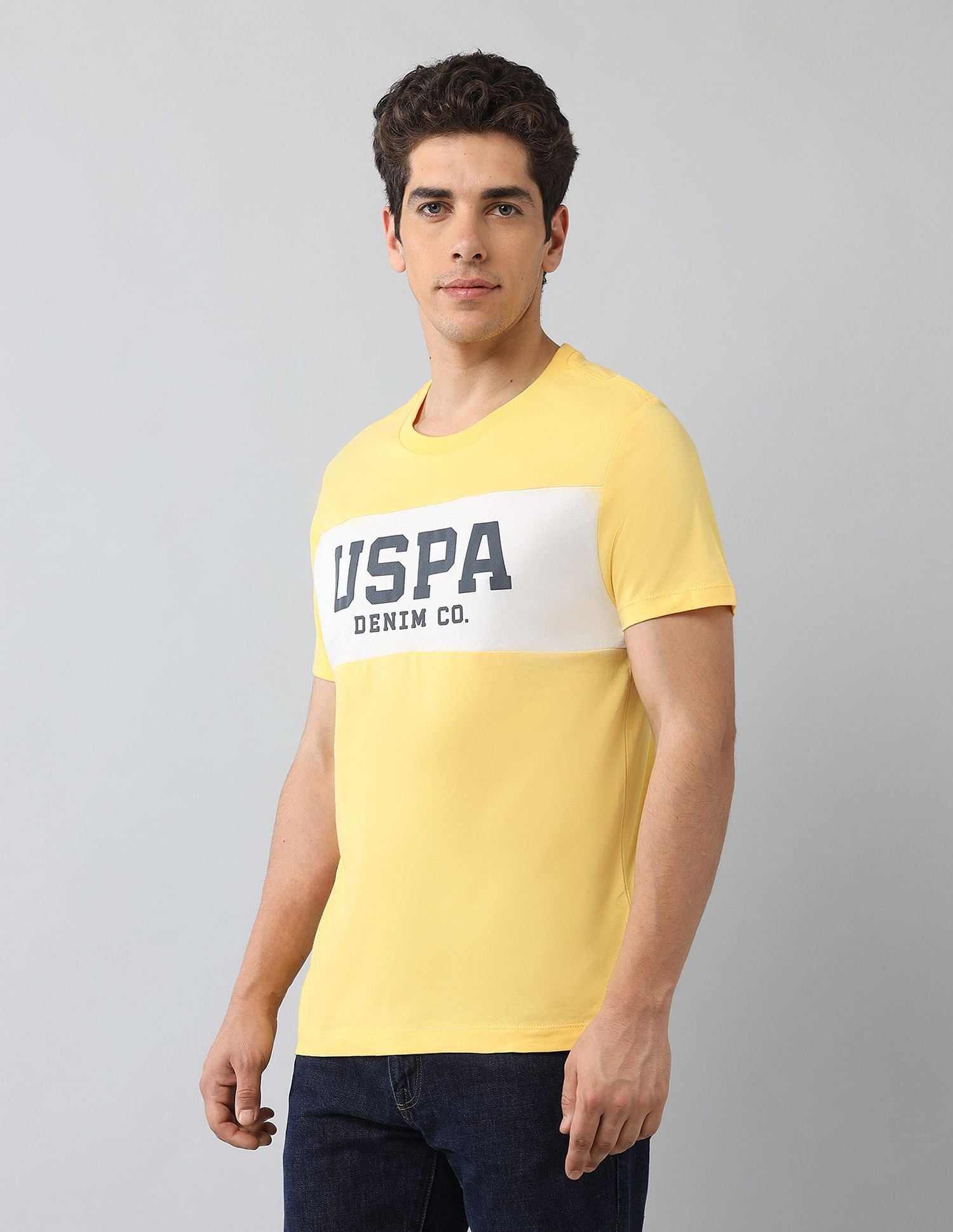 Muscle Fit Brand Printed T-Shirt Yellow - U.S. Polo Assn. India | Large