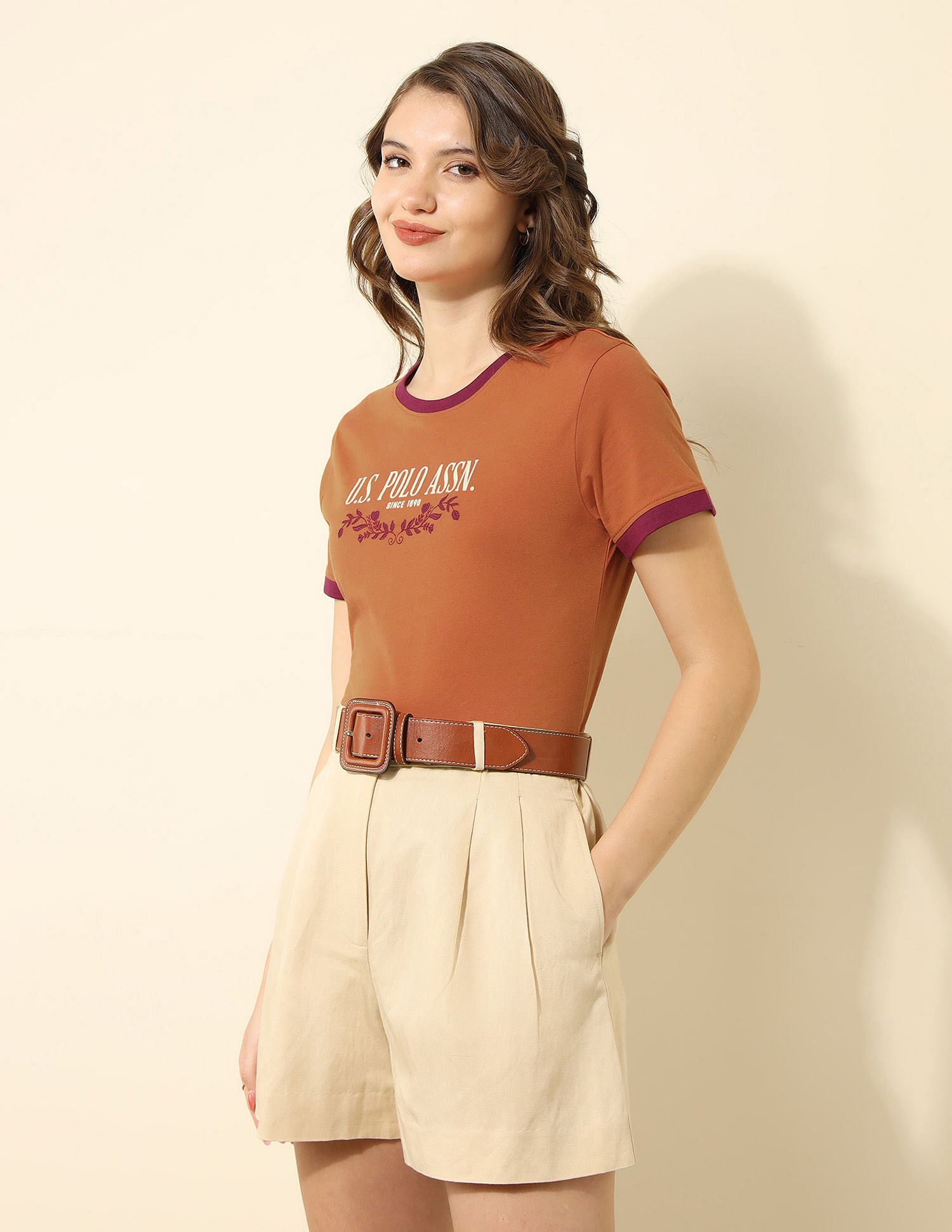 Regular Fit Brand Printed T-shirt Rust - U.S. Polo Assn. India | Large