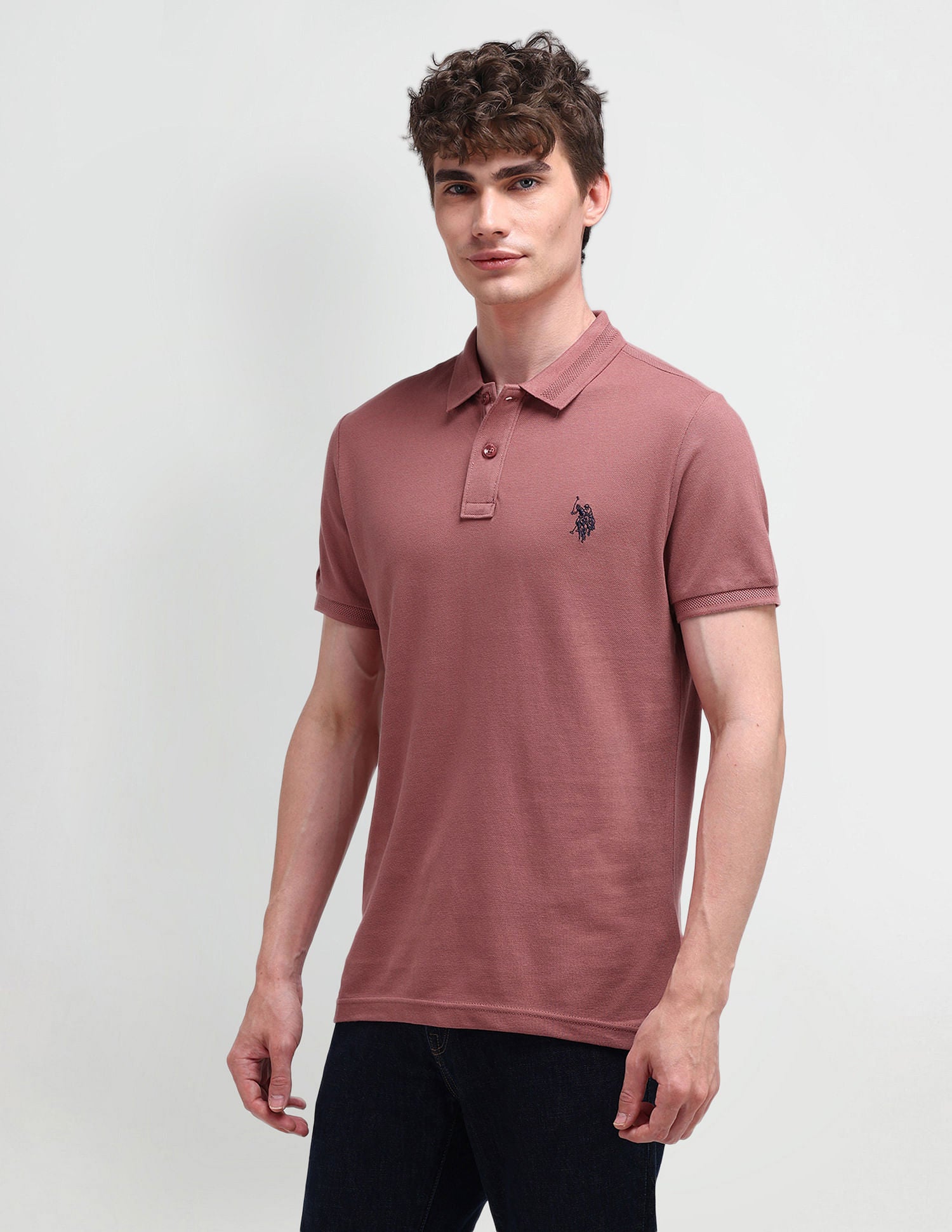 Muscle Fit Solid Polo Shirt Mauve - U.S. Polo Assn. India | Large
