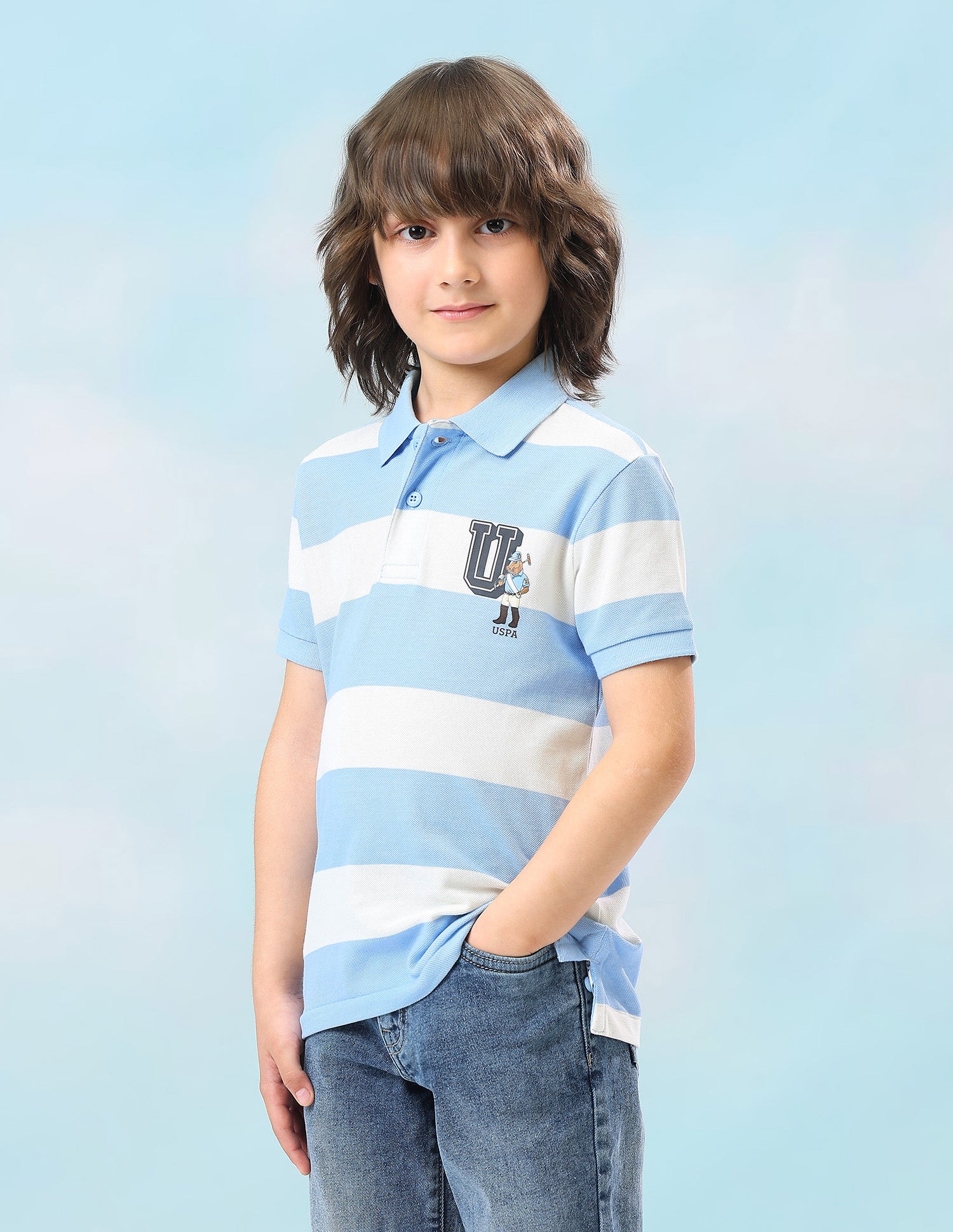 Horizontal Striped Regular Fit Polo Shirt Blue - U.S. Polo Assn. India | Large