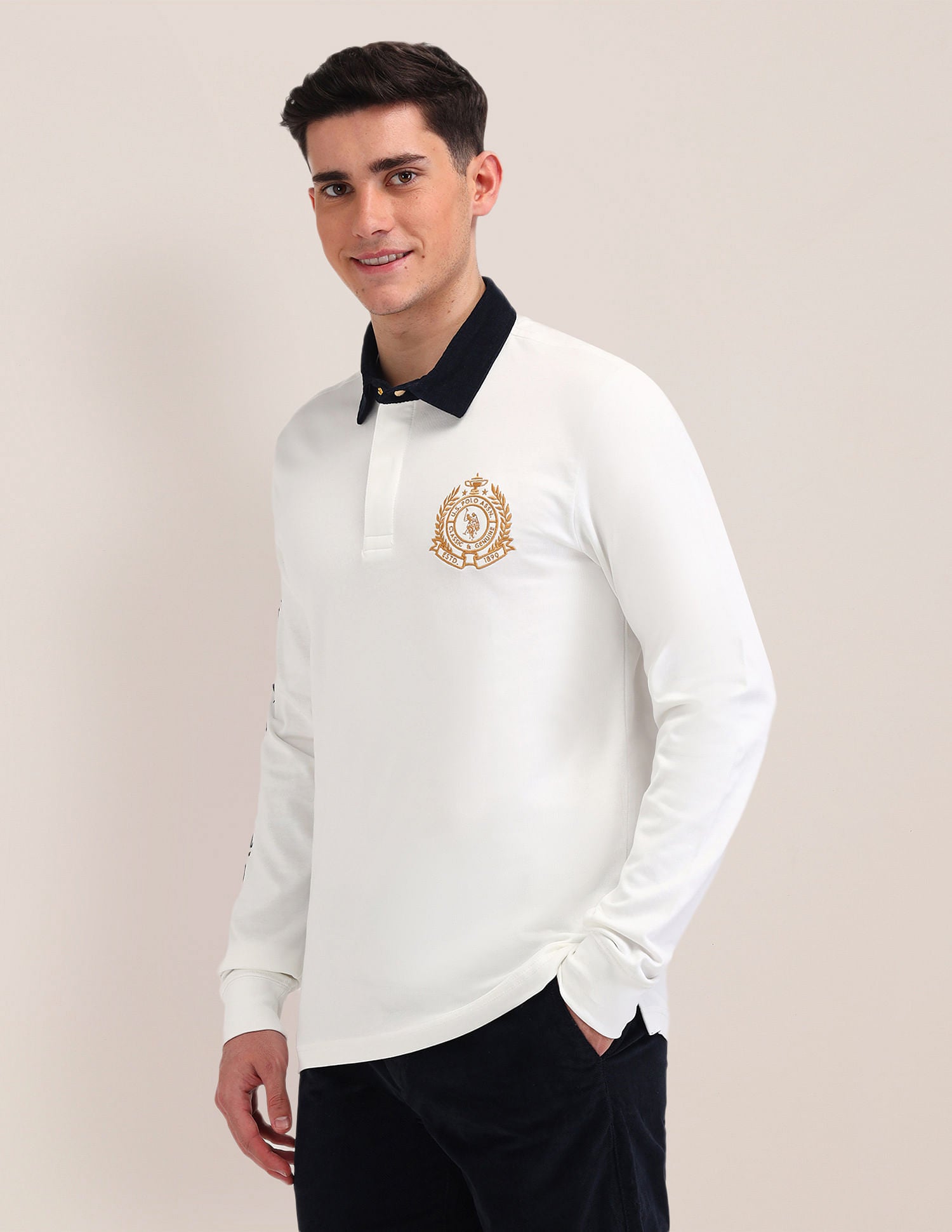Slim Fit Brand Embroidered Polo Shirt Off White - U.S. POLO ASSN. | Large