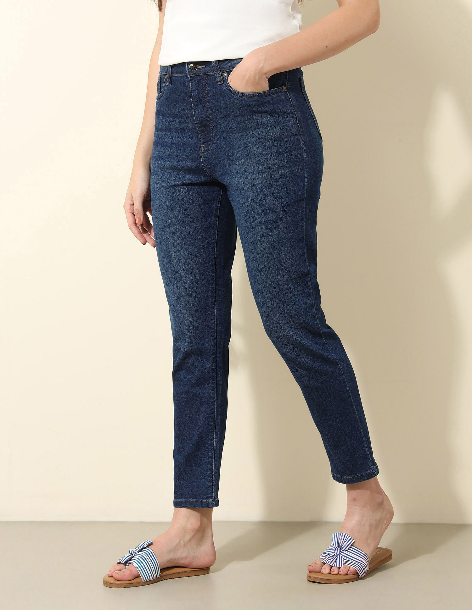 High Rise Mom Fit Jeans Blue - U.S. POLO ASSN. | Large