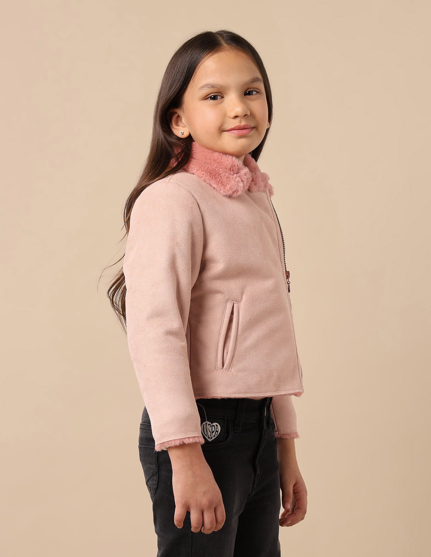 Faux Fur Lined Casual Jacket Light Pink - U.S. Polo Assn. India | Large