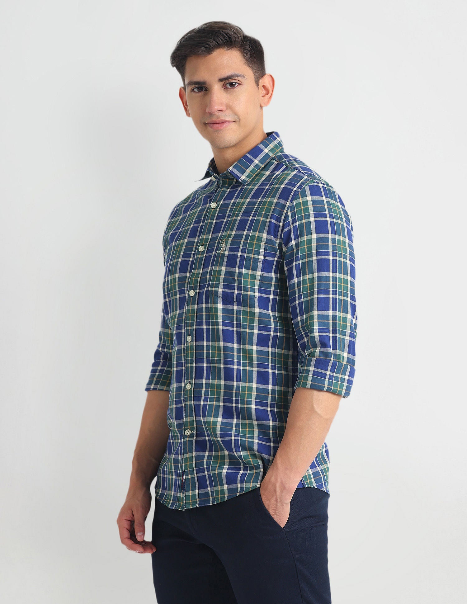Tartan Check Slim Fit Shirt Green - U.S. Polo Assn. India | Large