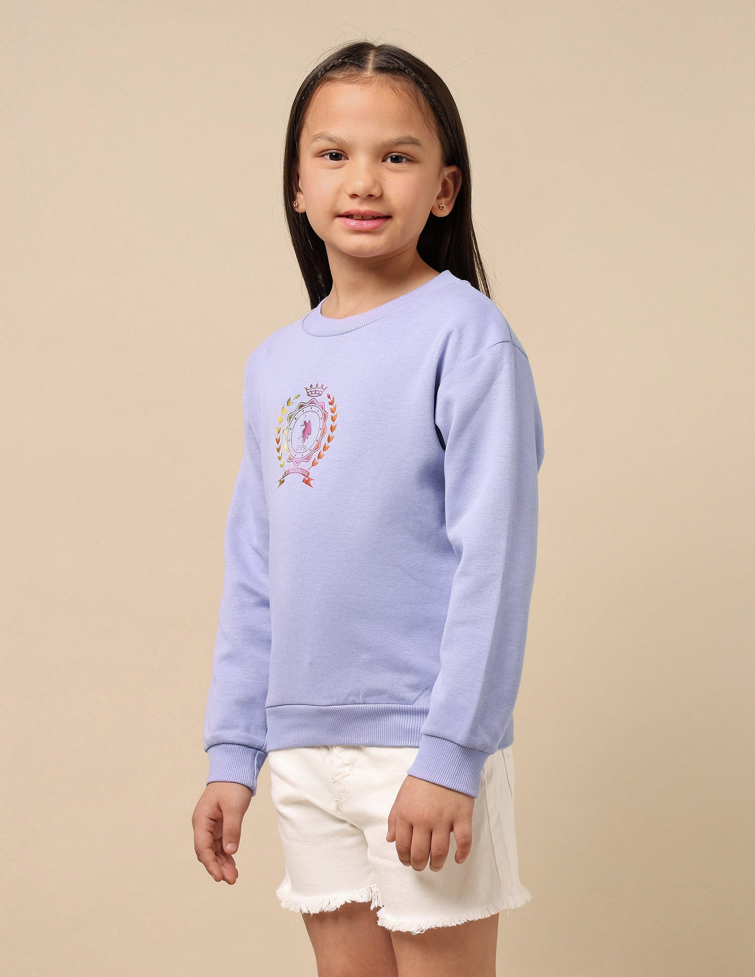 Girls Graphic Print Sweatshirt Light Purple - U.S. POLO ASSN. | Large