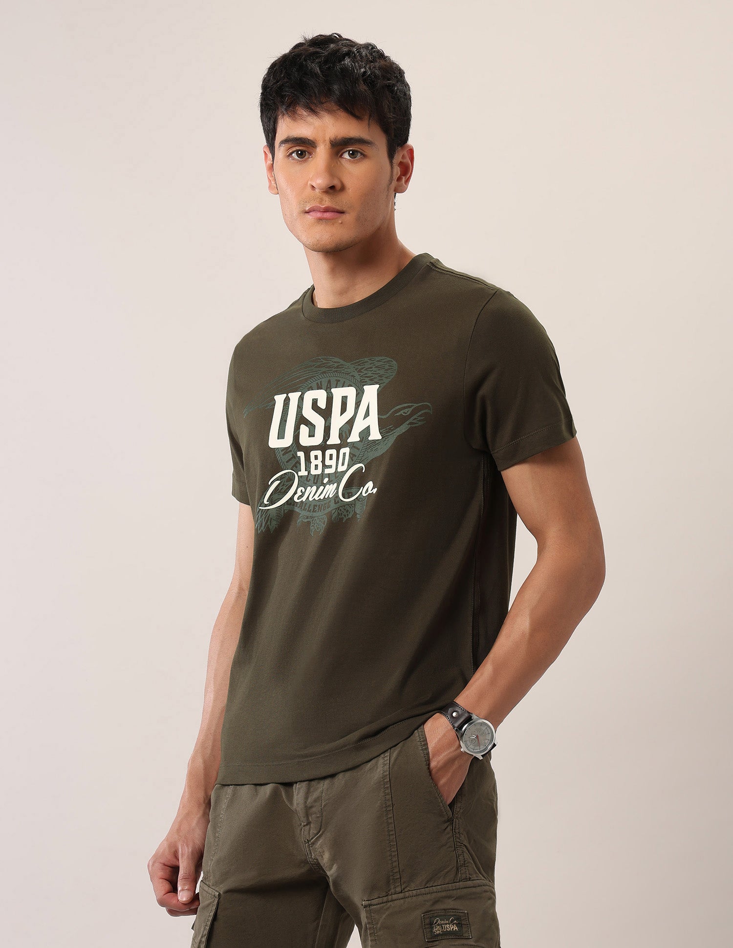 Muscle Fit Pure Cotton T-Shirt Olive - U.S. POLO ASSN. | Large