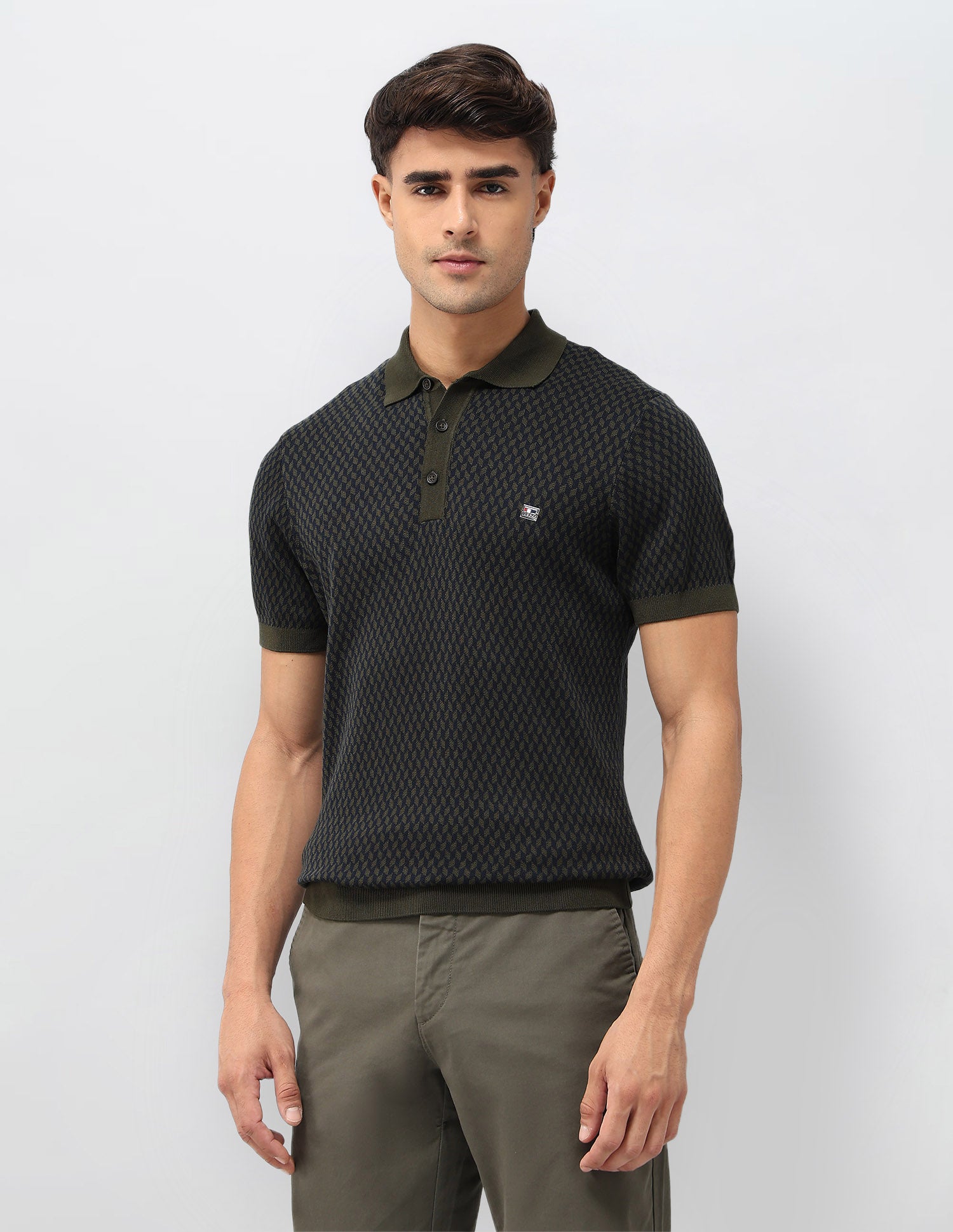 Geometric Patterned Knit T-Shirt Light Green - U.S. POLO ASSN. | Large