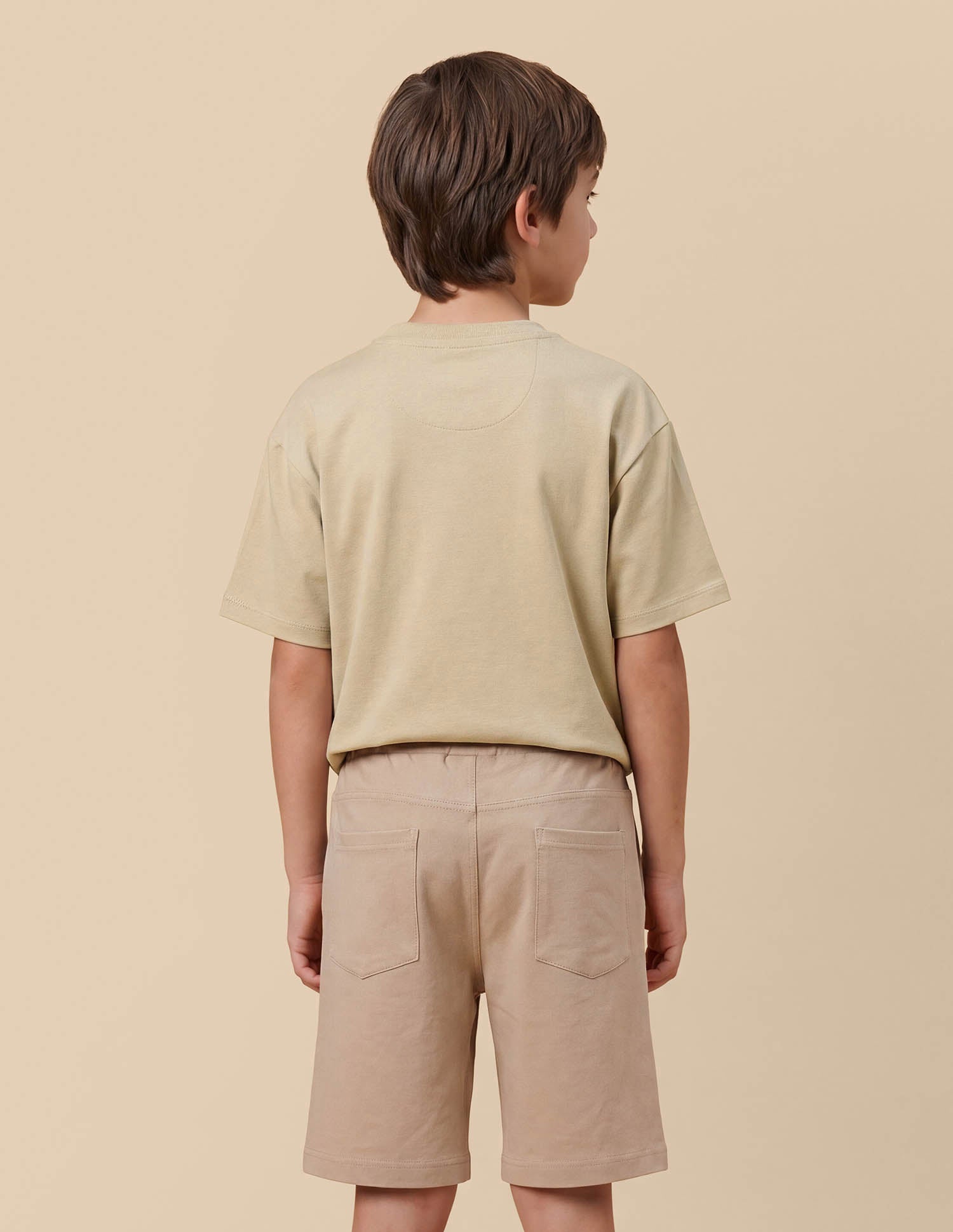 Solid Oversized Fit T-Shirt Beige - U.S. Polo Assn. India | Large
