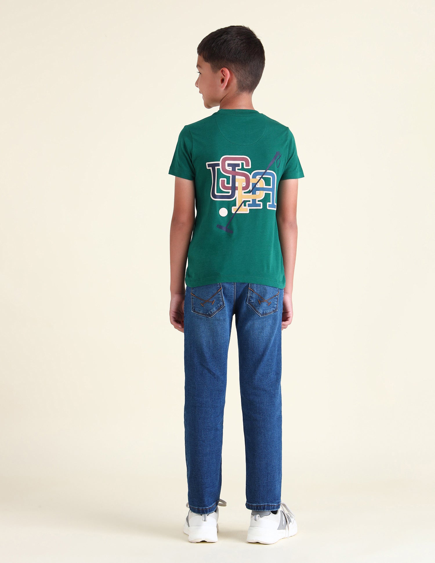 Boys Brand Printed Regular Fit T-Shirt Green - U.S. POLO ASSN. | Large