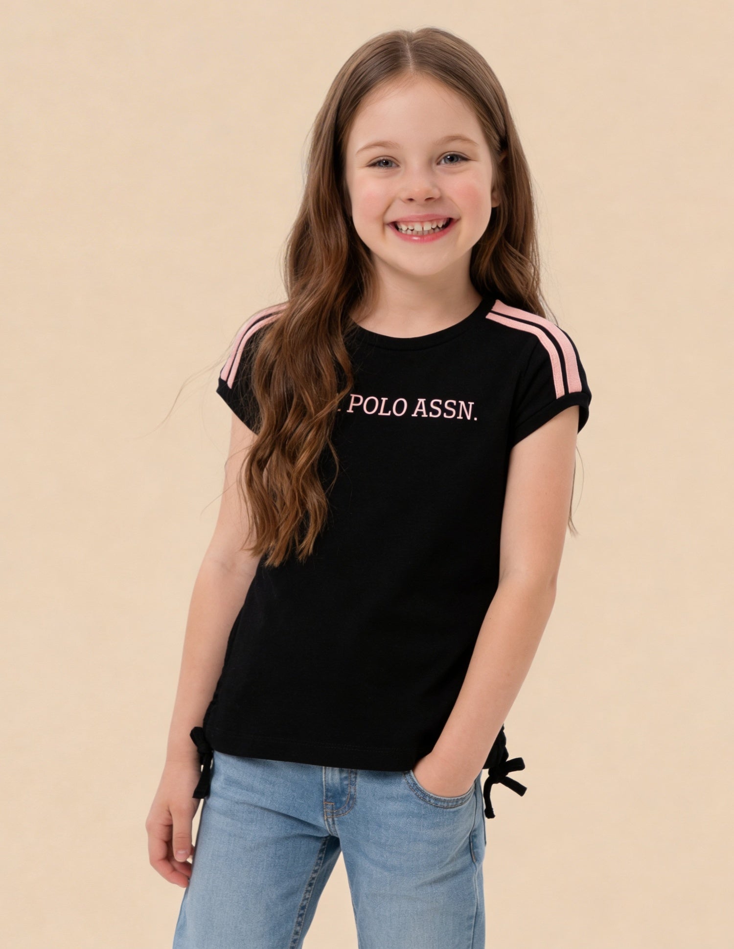 Brand Printed Ruched Regular Fit Top Black - U.S. Polo Assn. India | Large