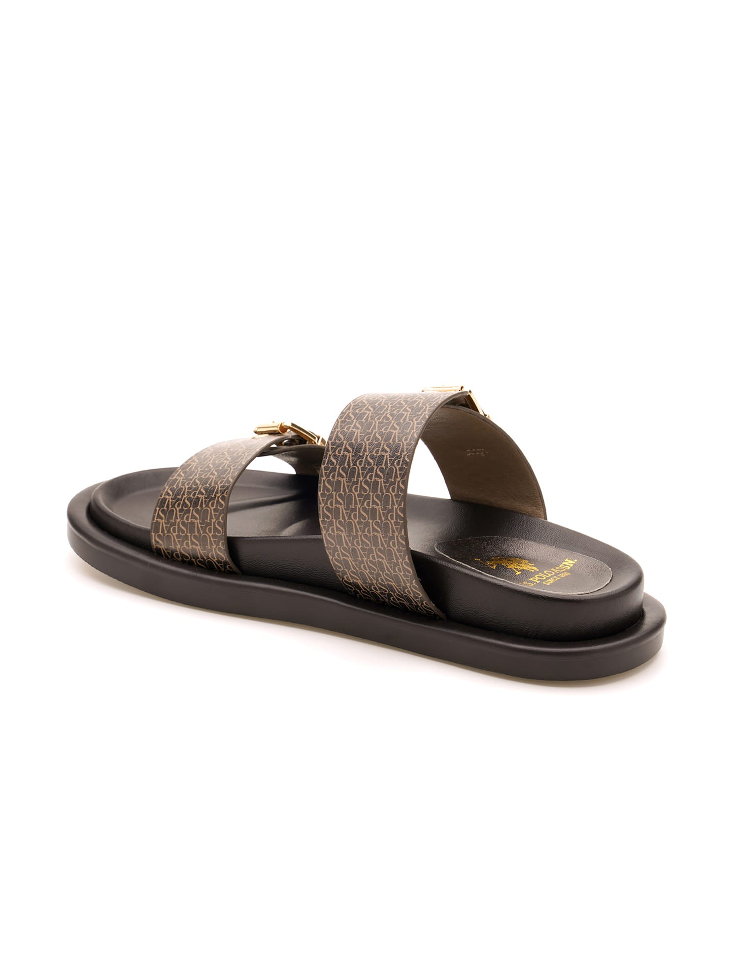Open Toe Buckle Detail Maria Sandals Brown - U.S. Polo Assn. India | Large