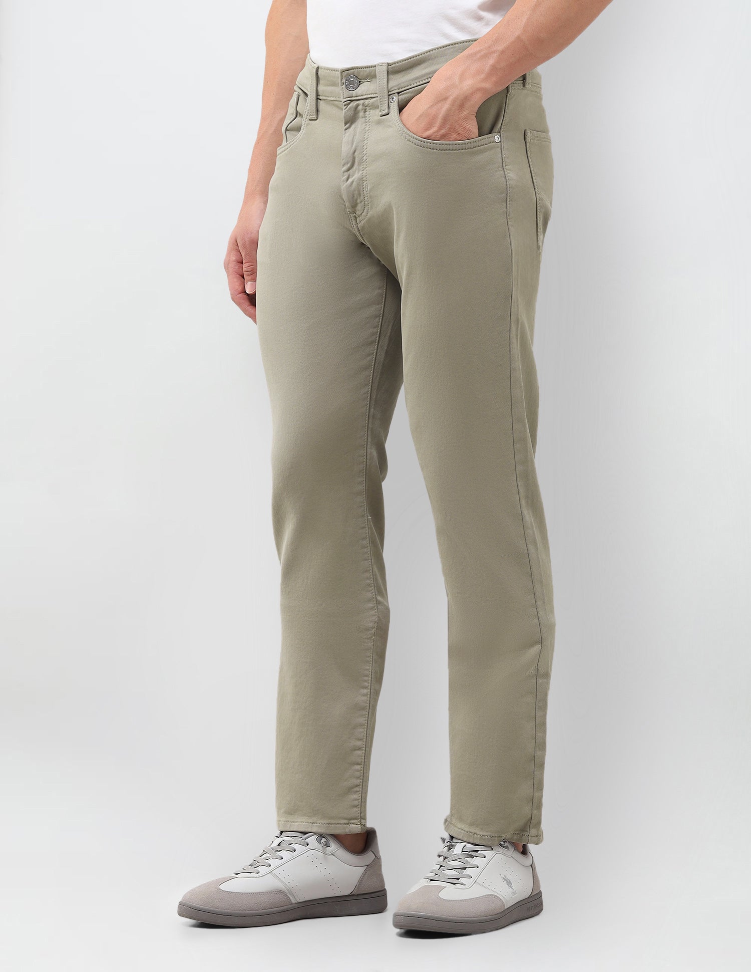 Harold Slim Straight Fit Green Jeans Olive - U.S. Polo Assn. India | Large