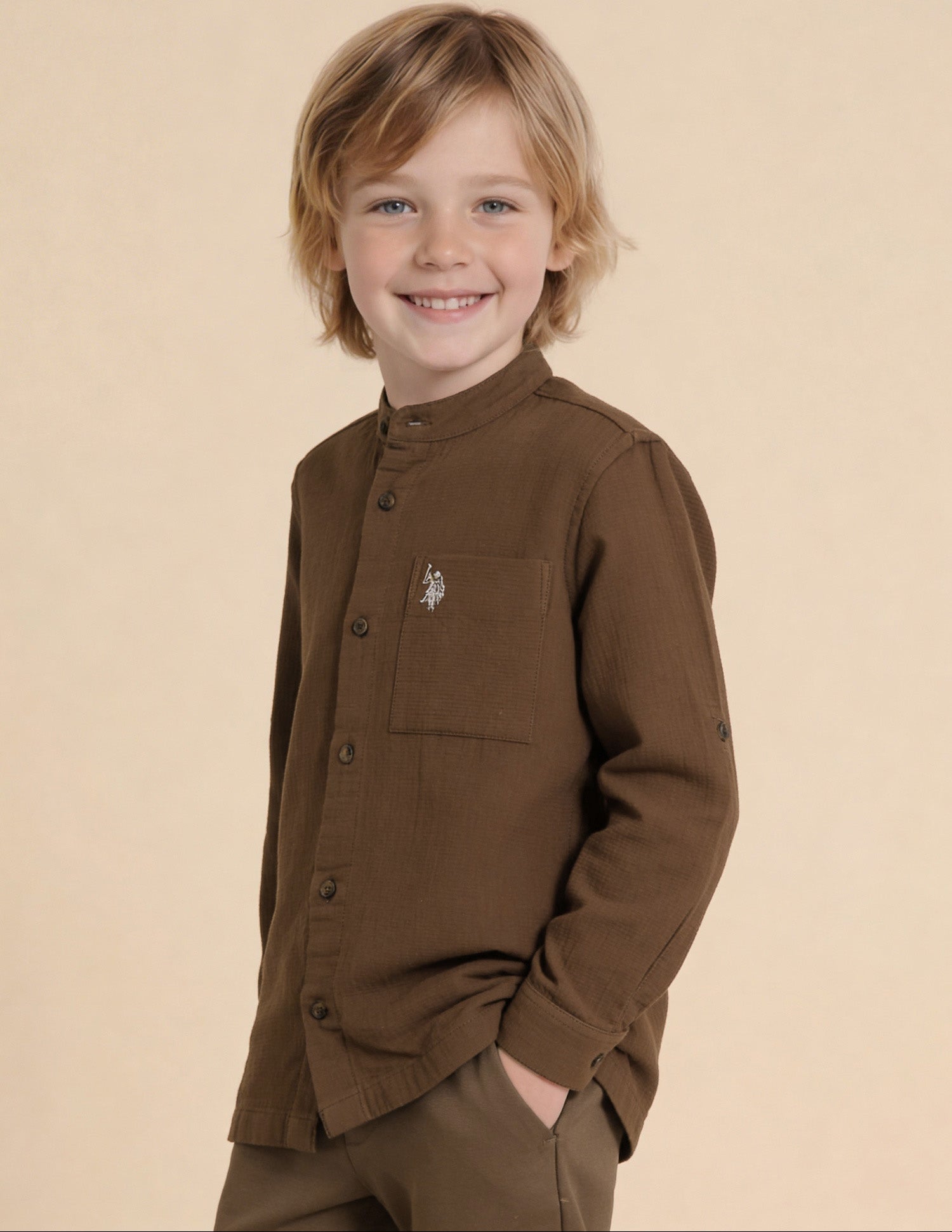 Solid Regular Fit Shirt Brown - U.S. Polo Assn. India | Large