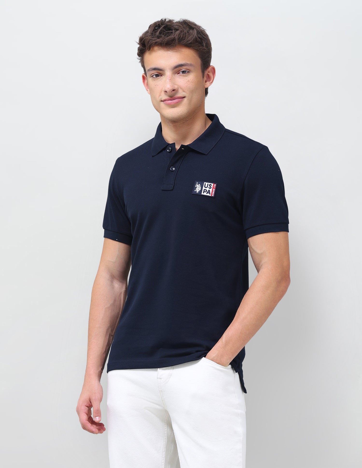 Solid Slim Fit Polo Shirt Navy - U.S. Polo Assn. India | Large