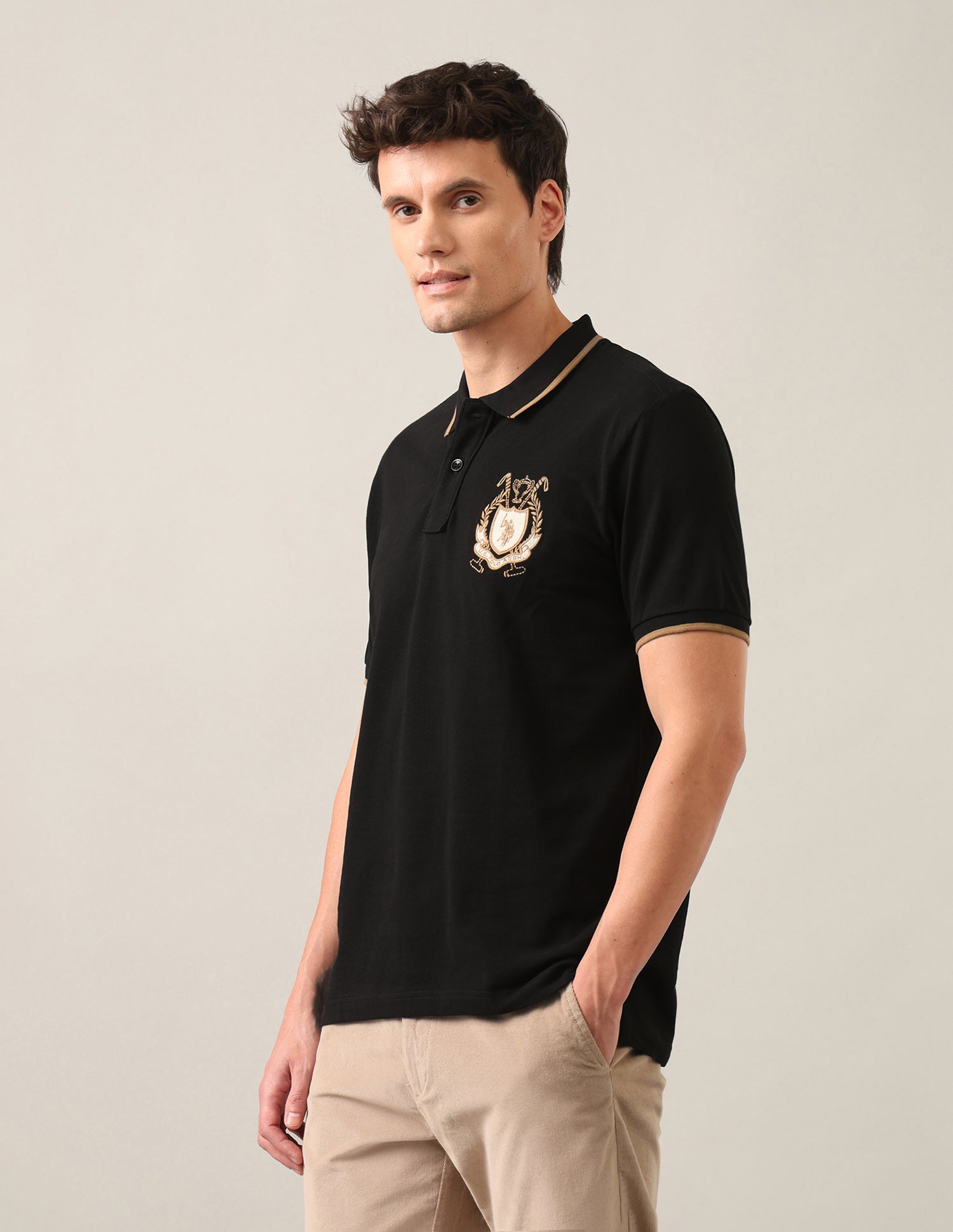 Solid Slim Fit Polo Shirt Black - U.S. Polo Assn. India | Large