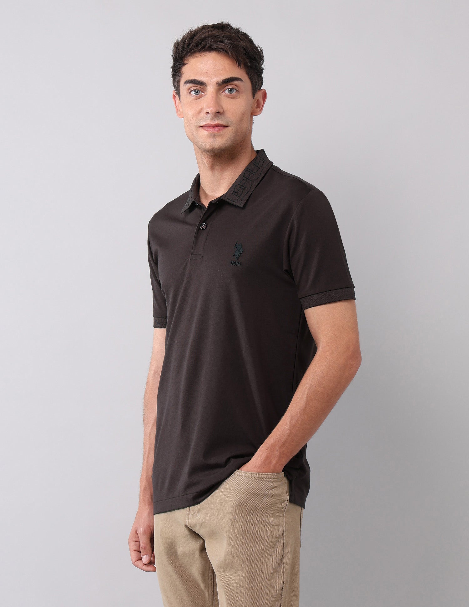 Solid Muscle Fit Polo Shirt Choco - U.S. Polo Assn. India | Large