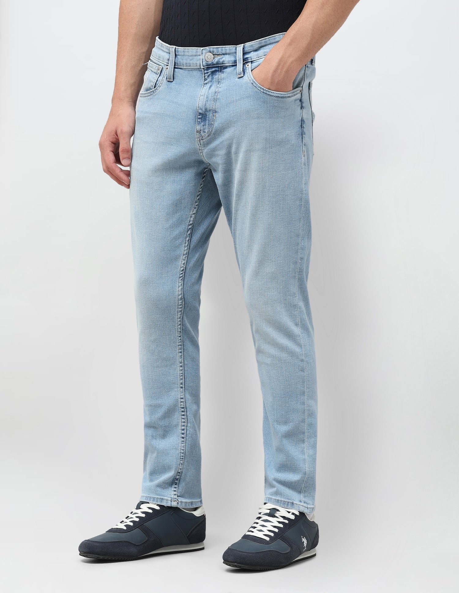 Henry Tapered Cropped Fit Blue Jeans Light Blue - U.S. Polo Assn. India | Large