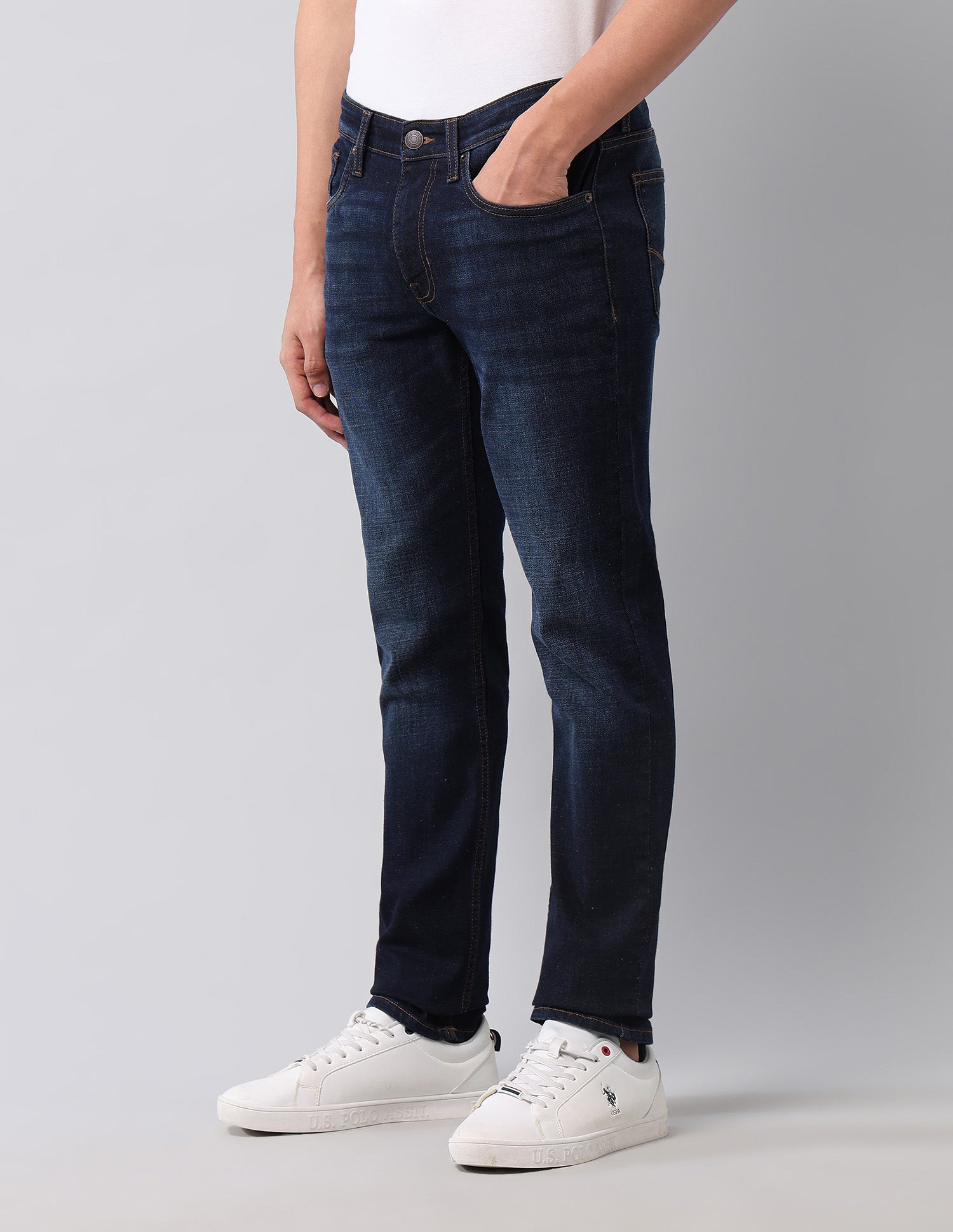 Brandon Slim Tapered Fit Blue Jeans Dark Blue - U.S. POLO ASSN. | Large
