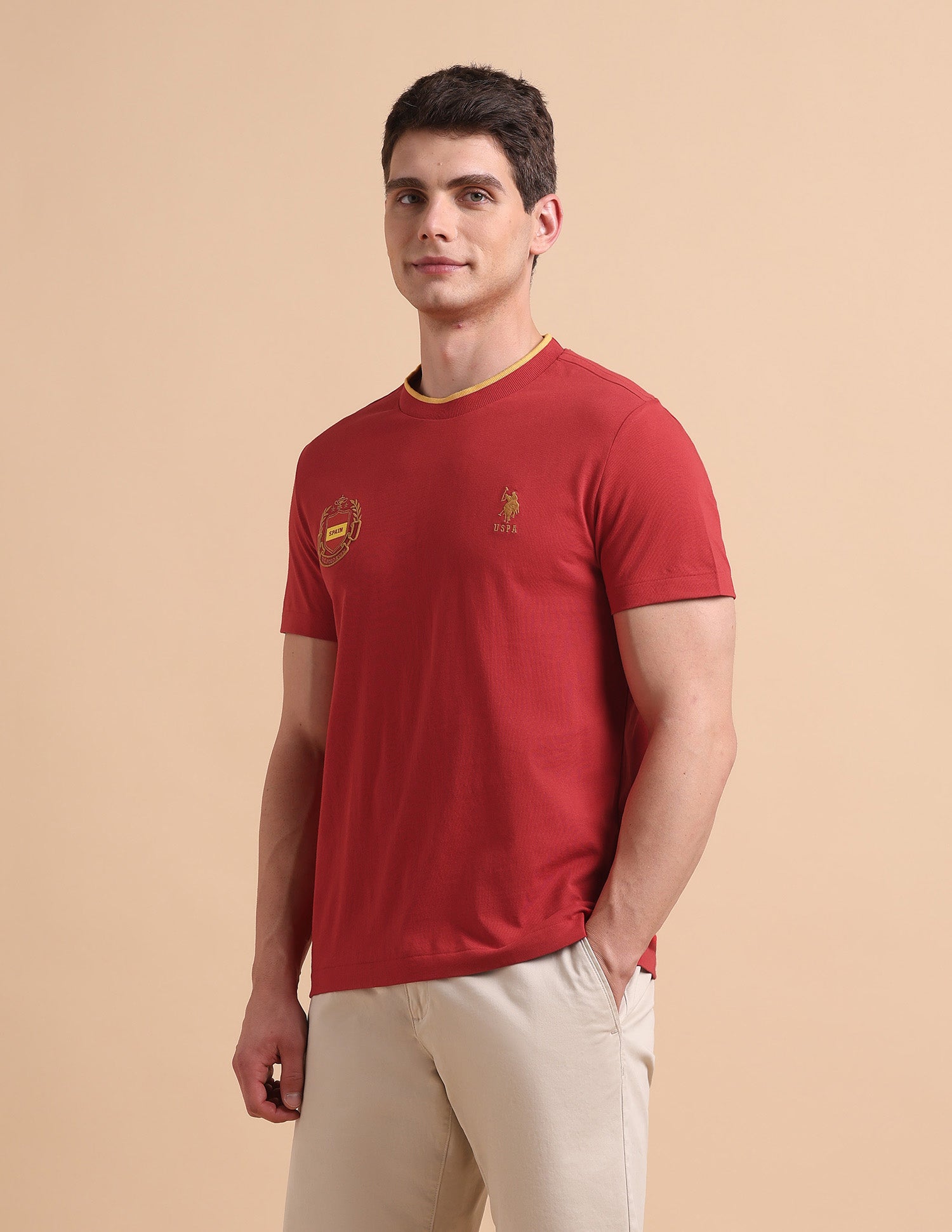 Solid Pure Cotton T-Shirt Maroon - U.S. POLO ASSN. | Large