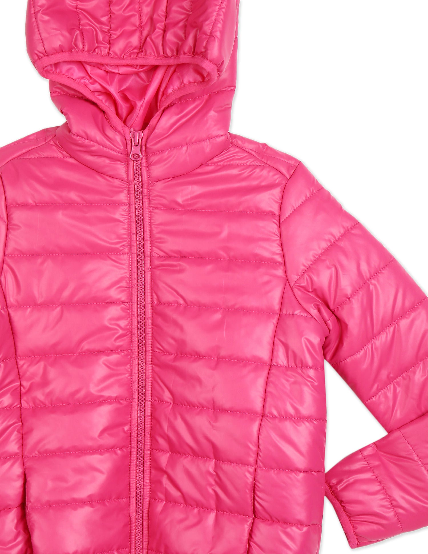 Girls Red Long Sleeve Hood Quilted Jacket Red - U.S. POLO ASSN. | Large