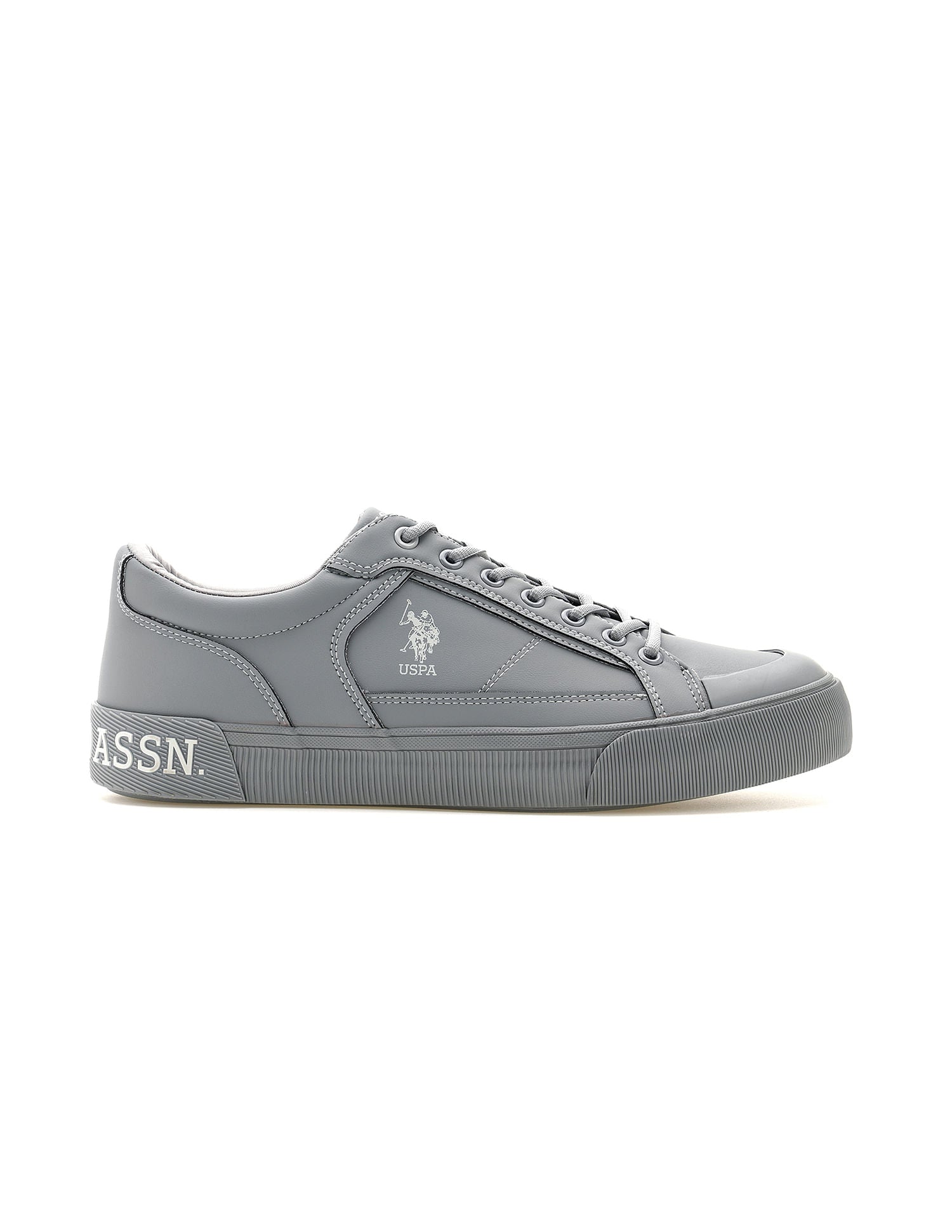 Men Round Toe Lace Up Ruben Sneakers Grey - U.S. Polo Assn. India | Large