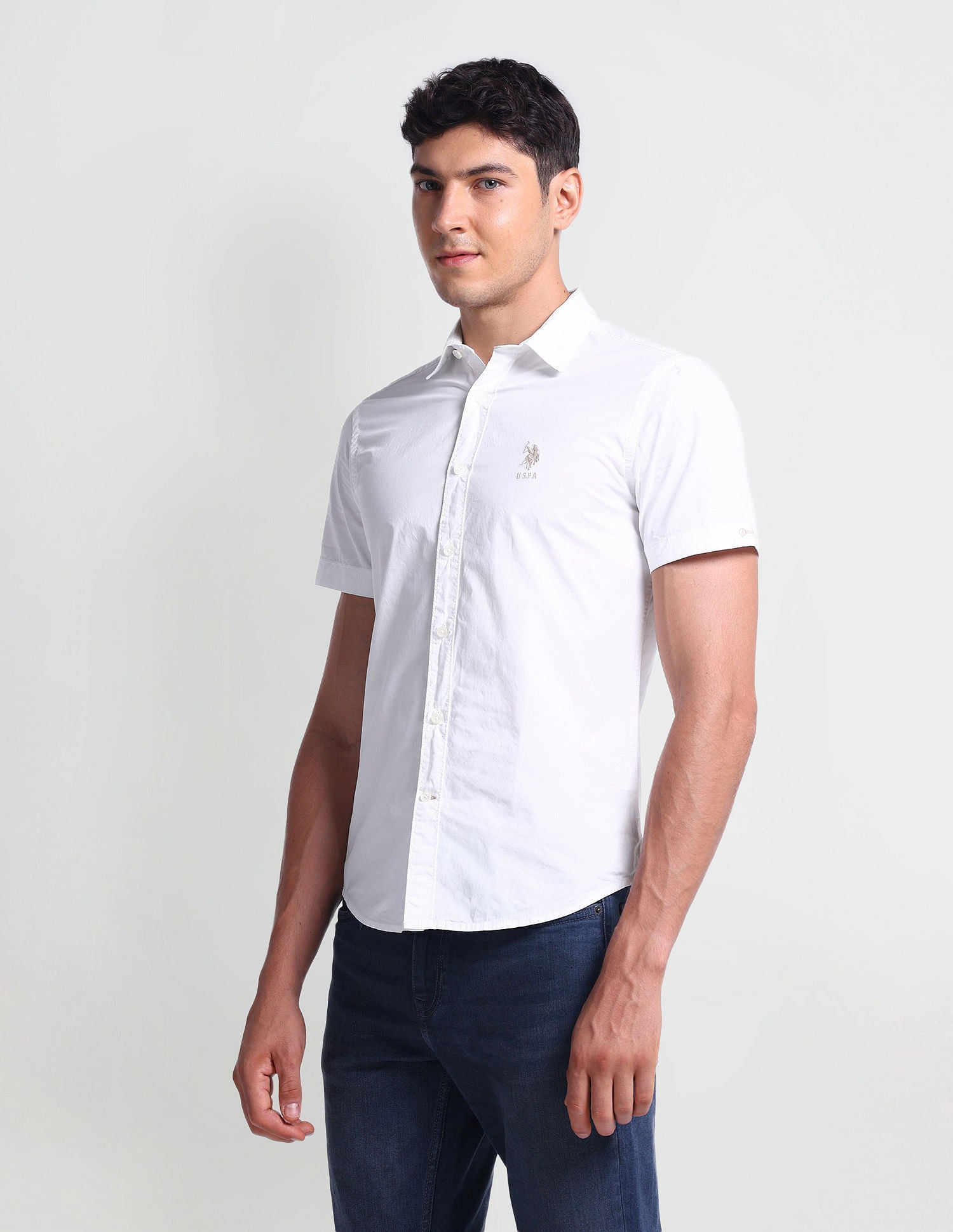 Short Sleeve Cotton Shirt White - U.S. Polo Assn. India | Large
