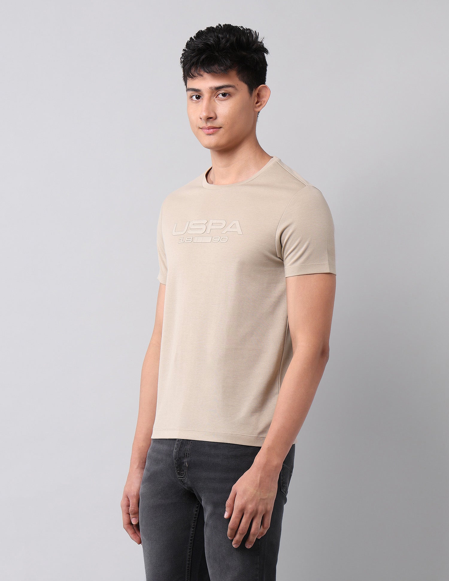 Brand Embossed Black Label T-Shirt Beige - U.S. Polo Assn. India | Large