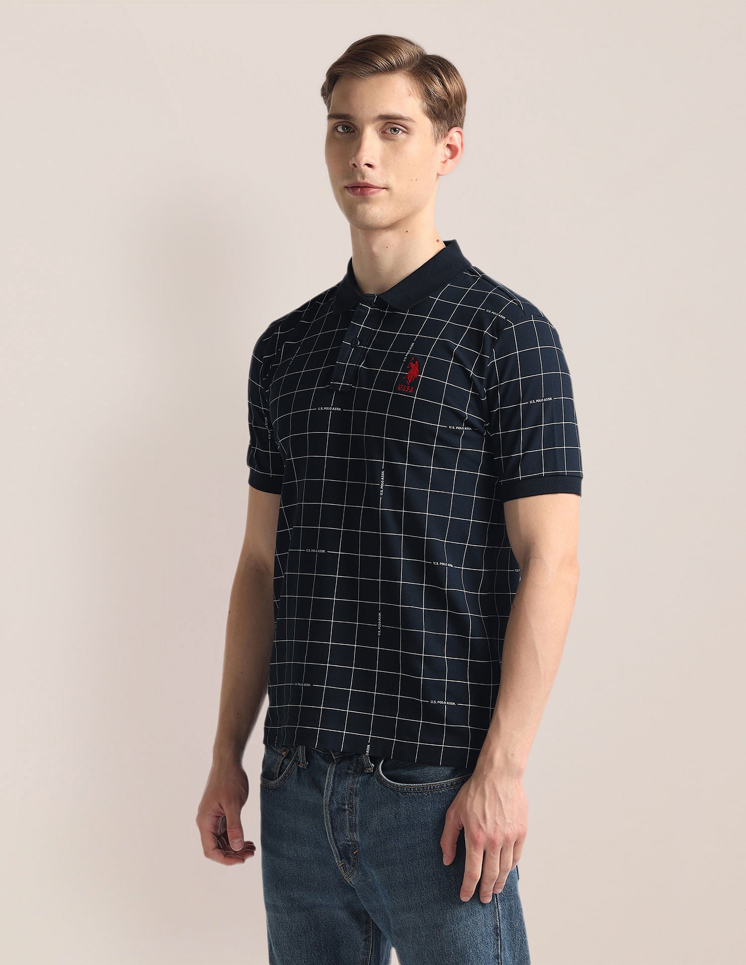 Graph Check Pique Polo Shirt Navy - U.S. Polo Assn. India | Large