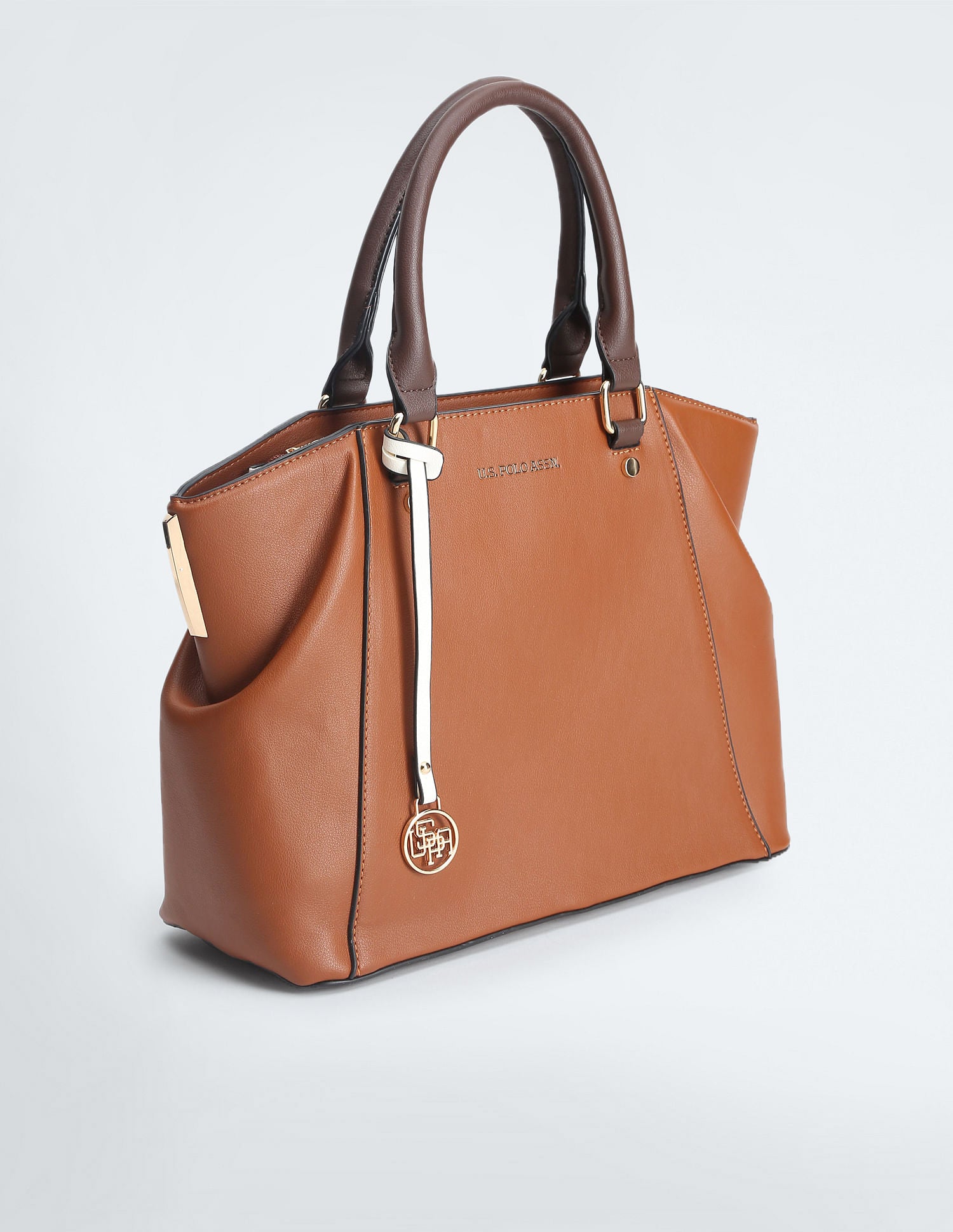 Detachable Strap Structured Handbag Tan - U.S. POLO ASSN. | Large