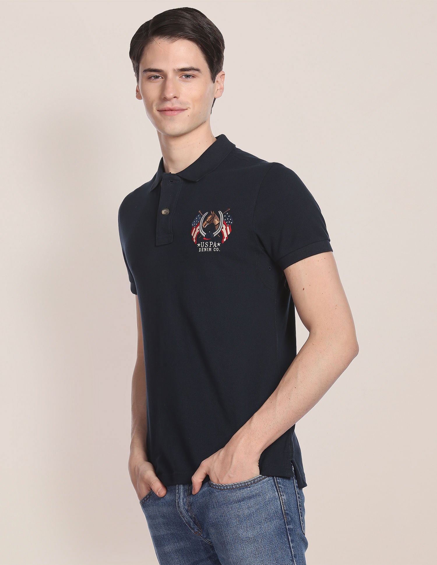 Cotton Solid Polo Shirt Indigo - U.S. POLO ASSN. | Large