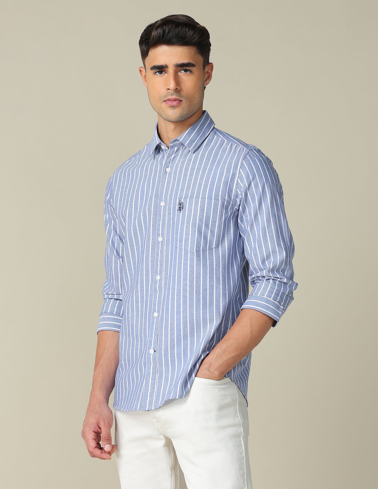 Vertical Striped Tailored Fit Shirt Navy - U.S. Polo Assn. India | Large