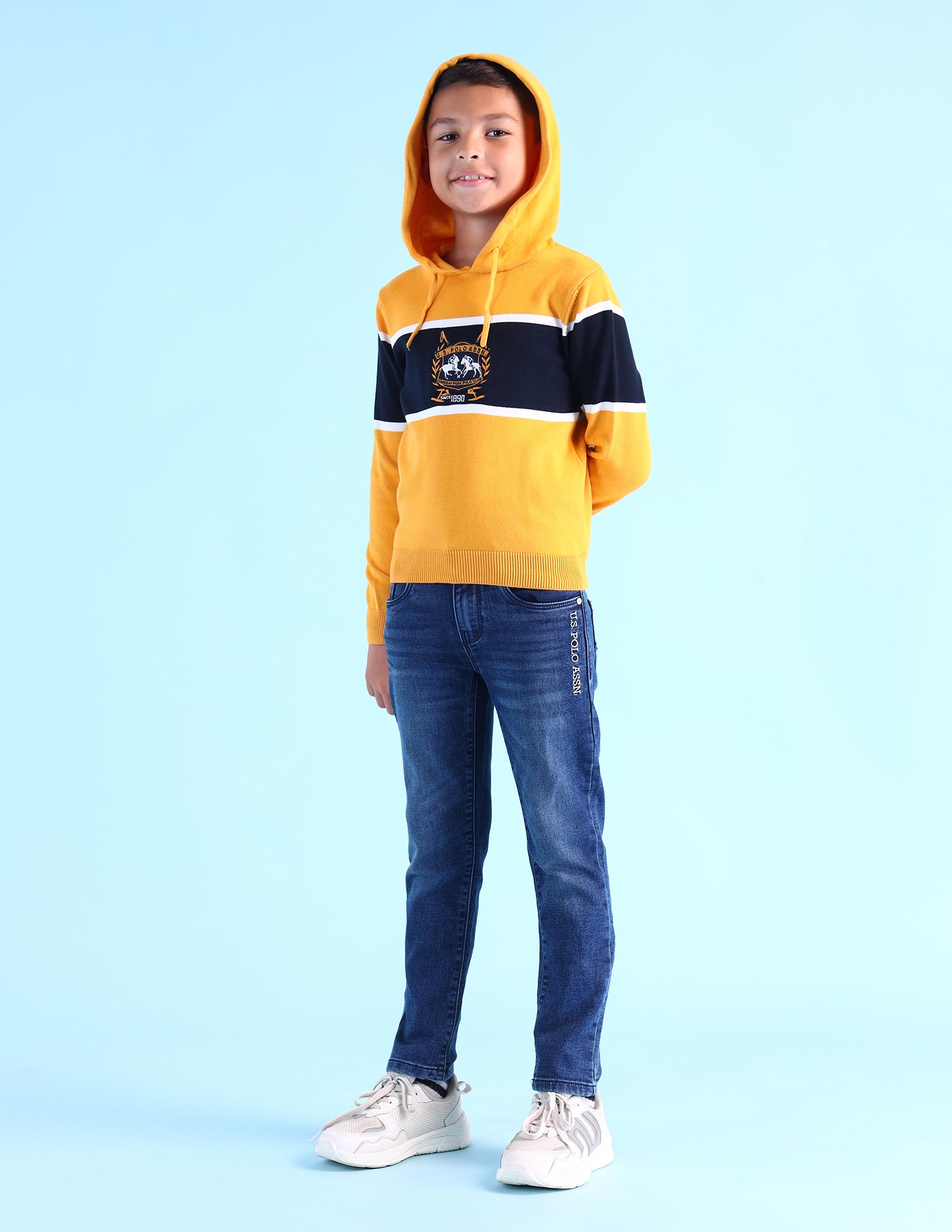 Boys Printed Regular Fit Sweaters Light Orange - U.S. POLO ASSN. | Large