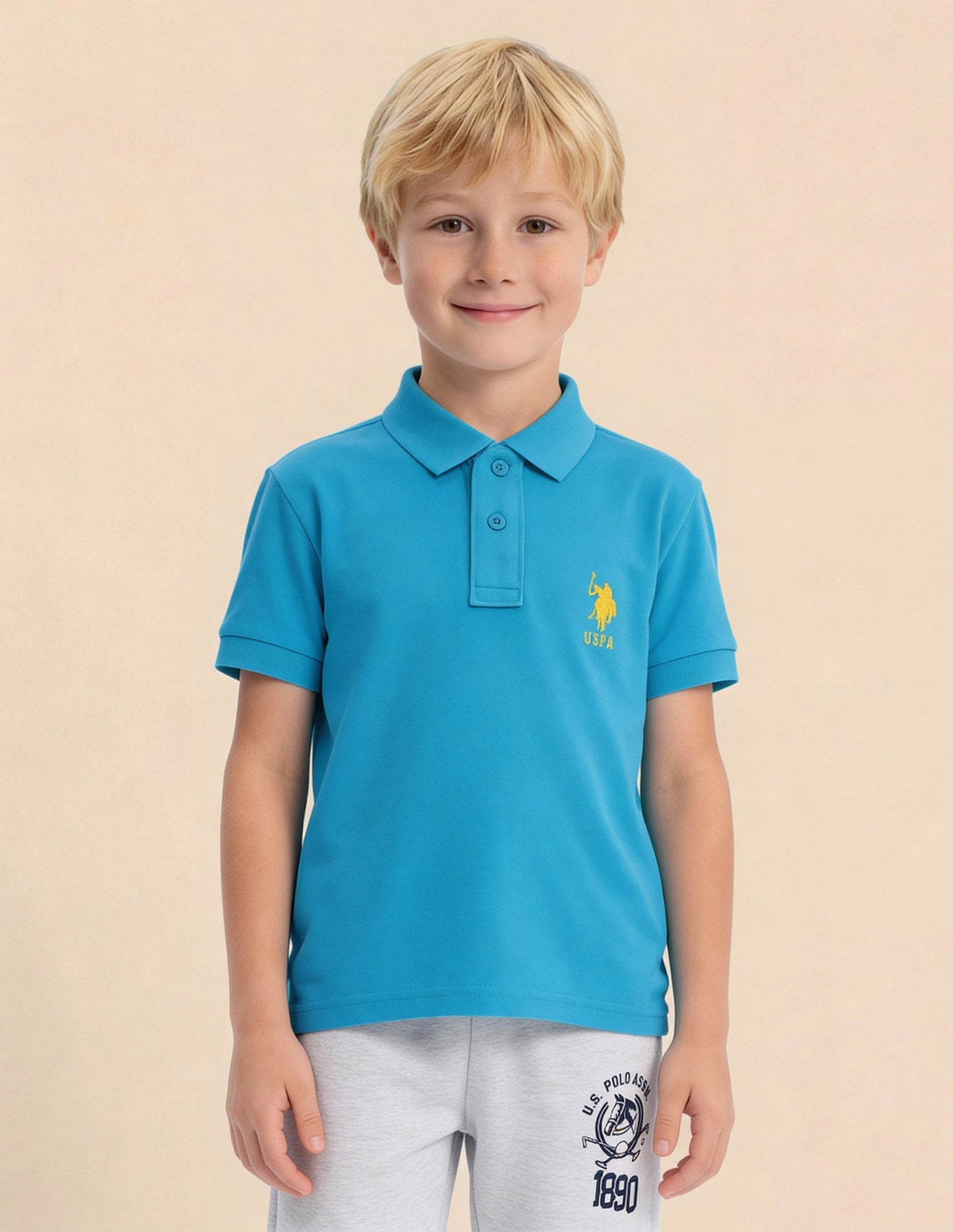 Pure Cotton Solid Polo Shirt Aqua - U.S. Polo Assn. India | Large
