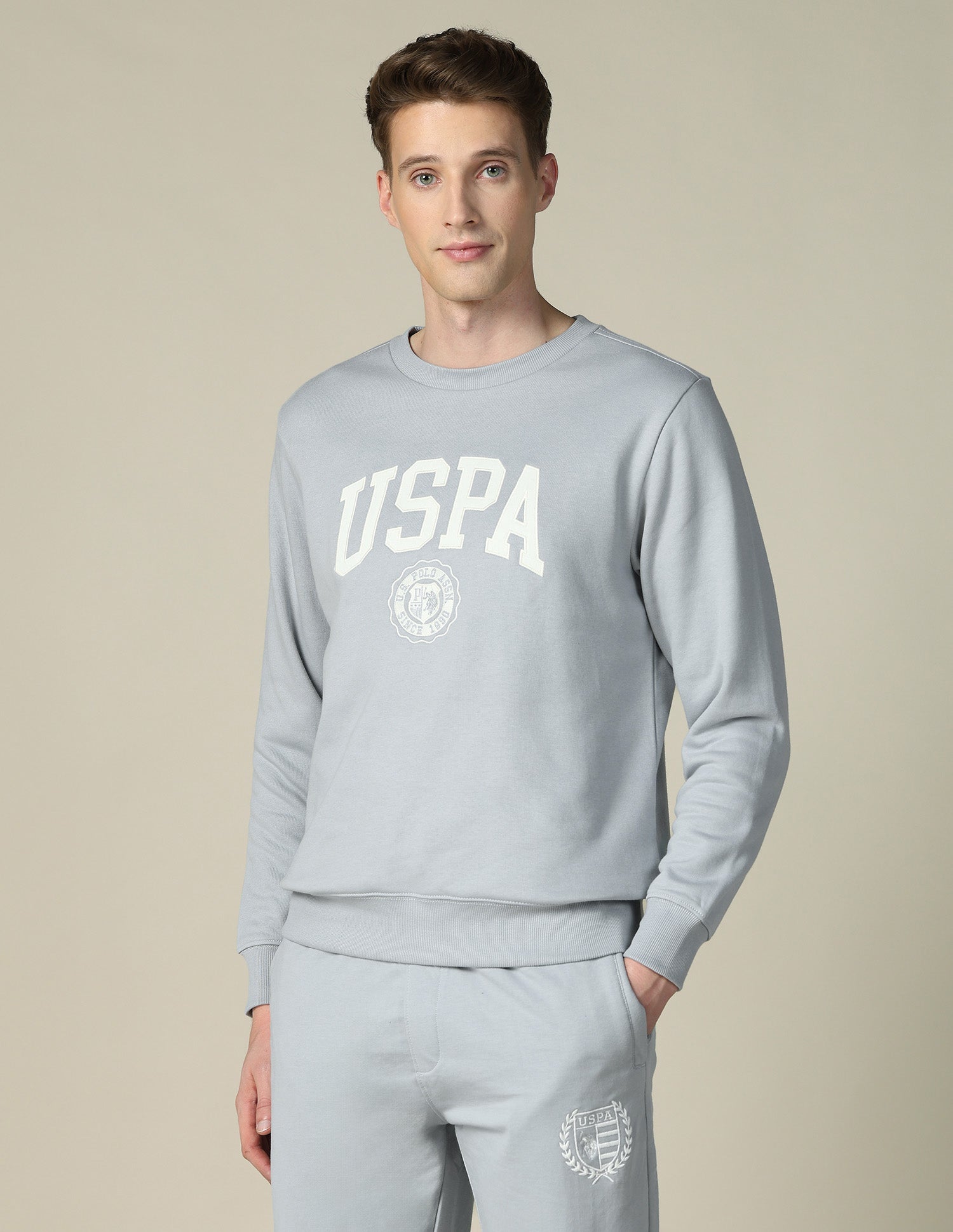 Brand Embroidered Regular Fit Sweatshirt Light Grey - U.S. POLO ASSN. | Large